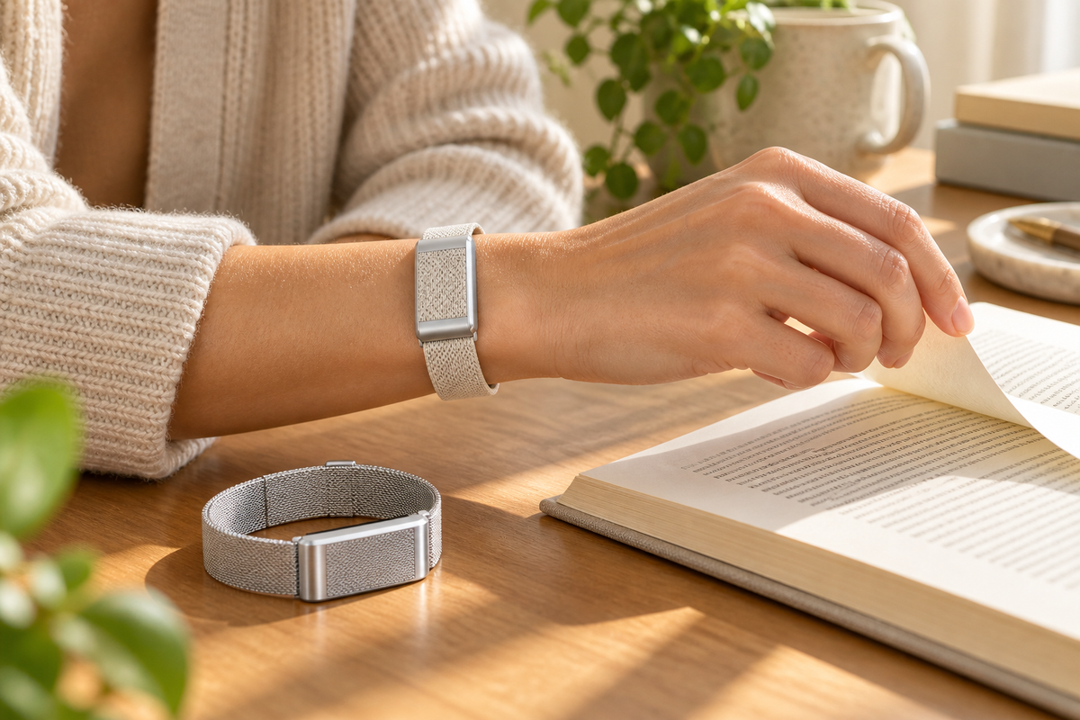 Fitbit Air Day-to-Night Duo lifestyle setup 2; devices and styling props are not included