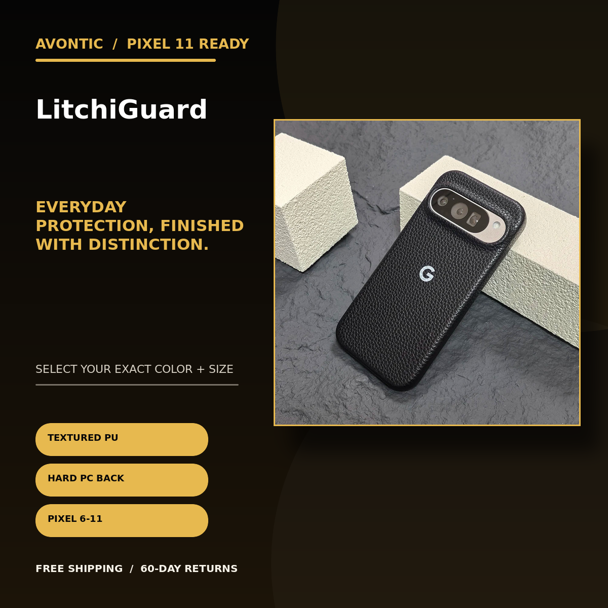 Avontic LitchiGuard Google Pixel case feature image highlighting product benefits