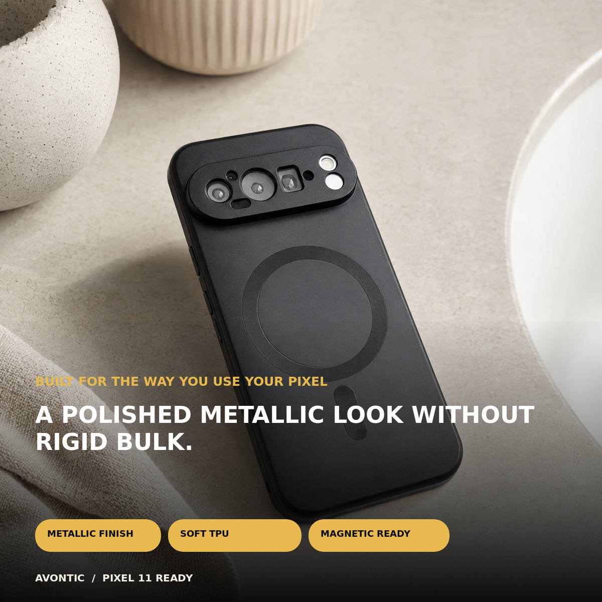 Avontic MetallicAura Google Pixel case feature image highlighting everyday use