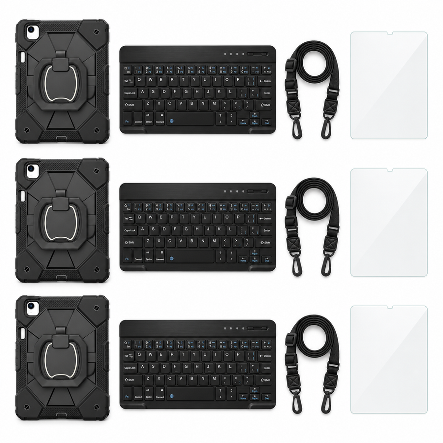 RhinoGuard ArmorPro TeamReady — 3 iPad Case + Keyboard Workstations