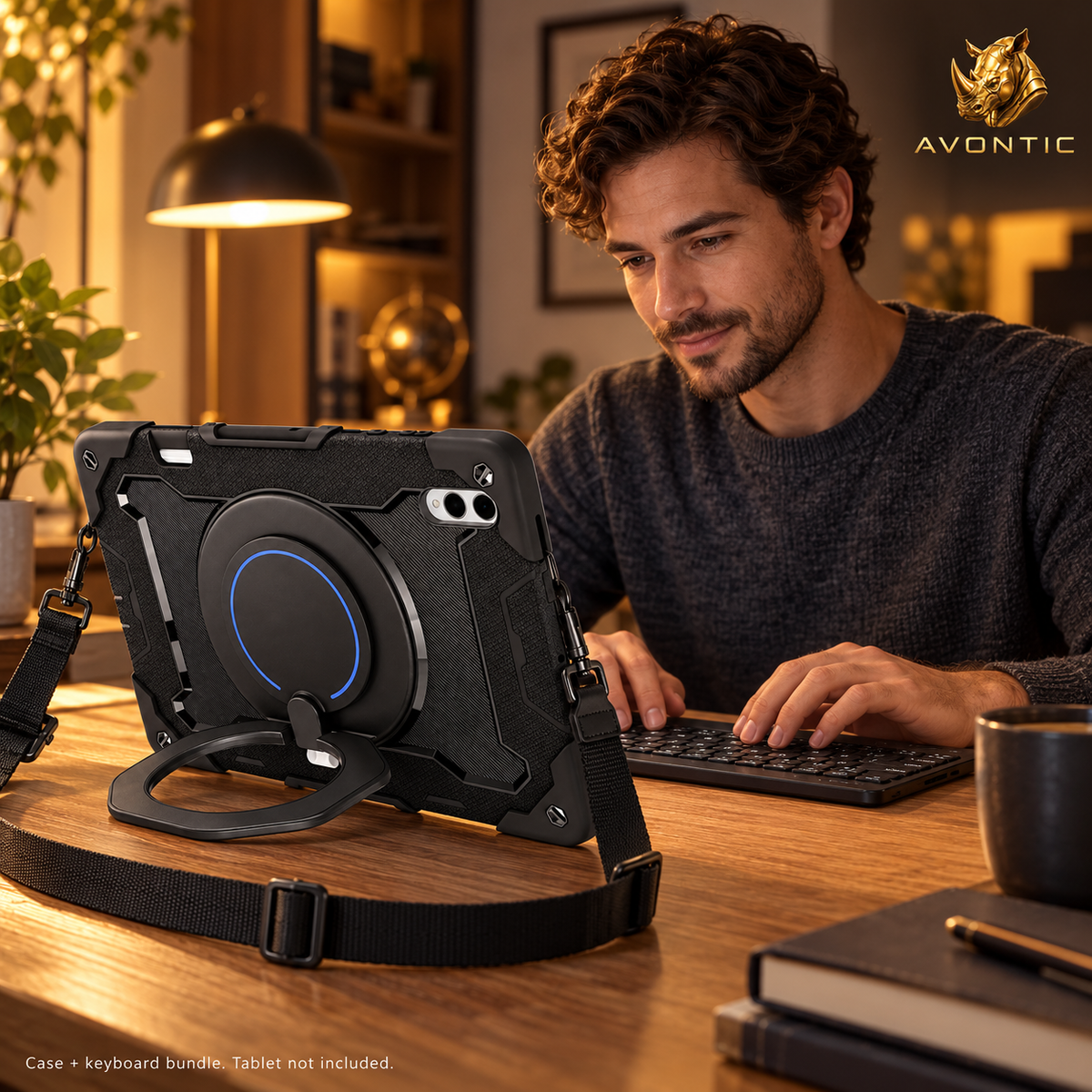RhinoGuard Orbit 360 WorkForce — tablet case in use 3 — Avontic gold rhino branding