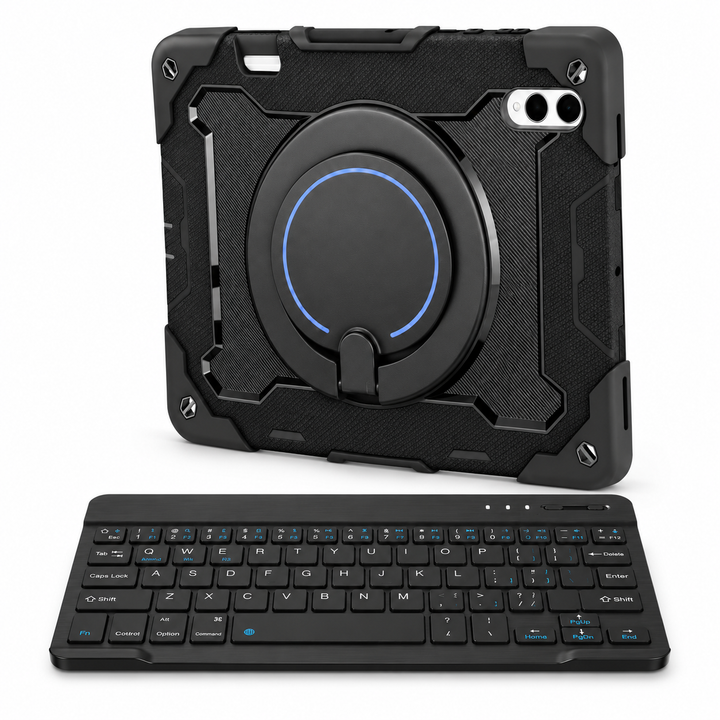 RhinoGuard Orbit 360 WorkForce — Midnight Black — protective case with separate black 10-inch wireless keyboard