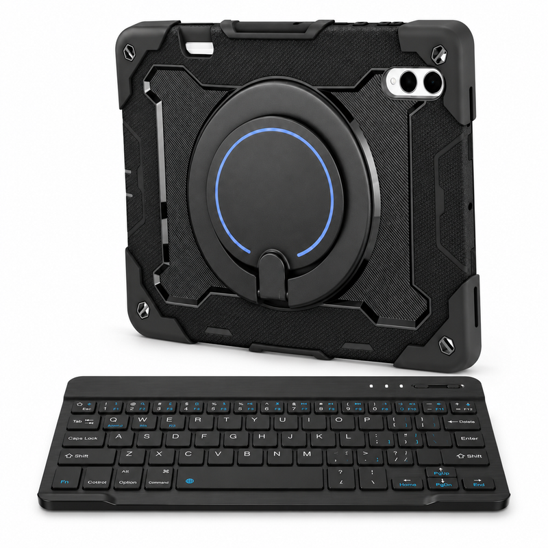 RhinoGuard Orbit 360 WorkForce — Midnight Black — protective case with separate black 10-inch wireless keyboard