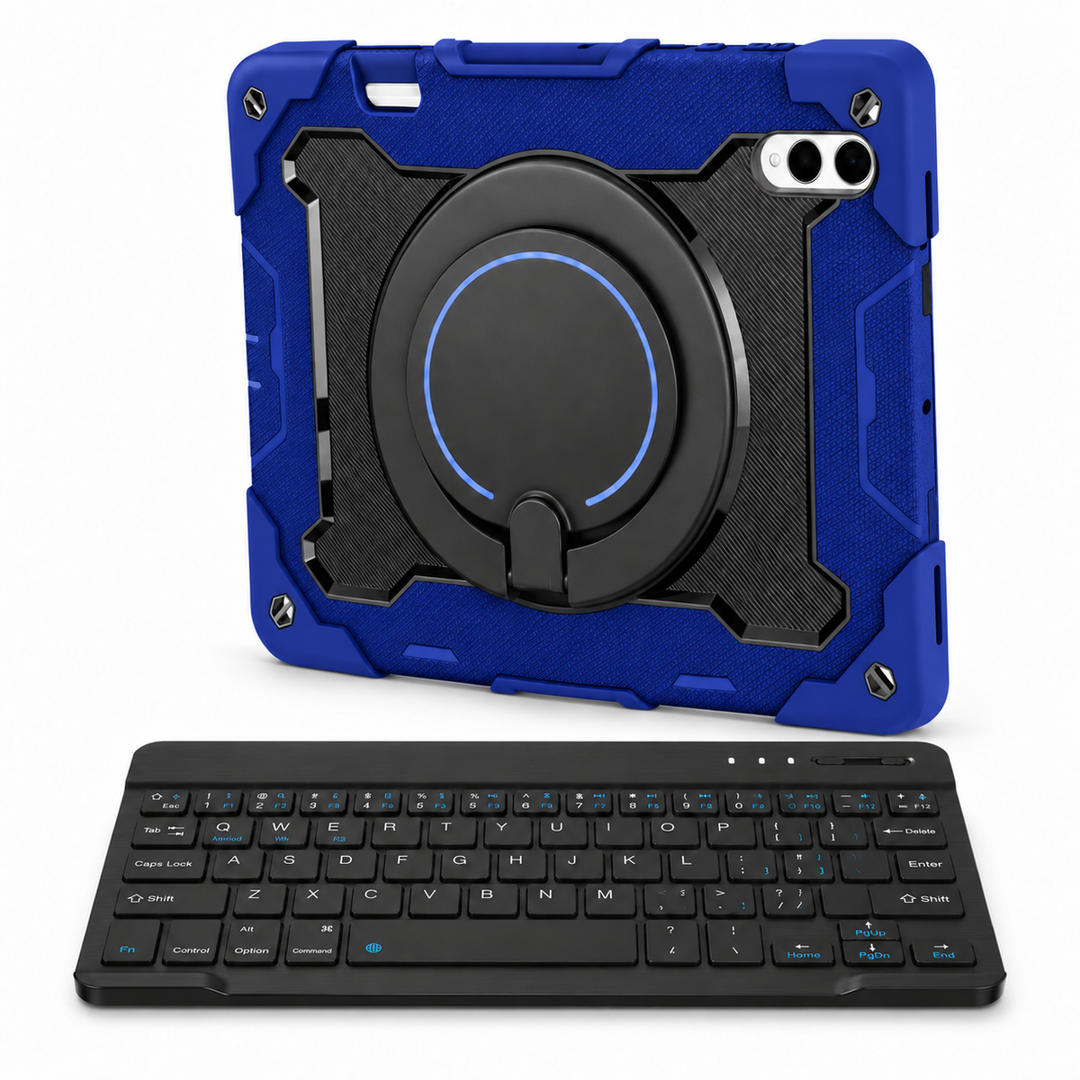 RhinoGuard Orbit 360 WorkForce — Navy Blue — protective case with separate black 10-inch wireless keyboard