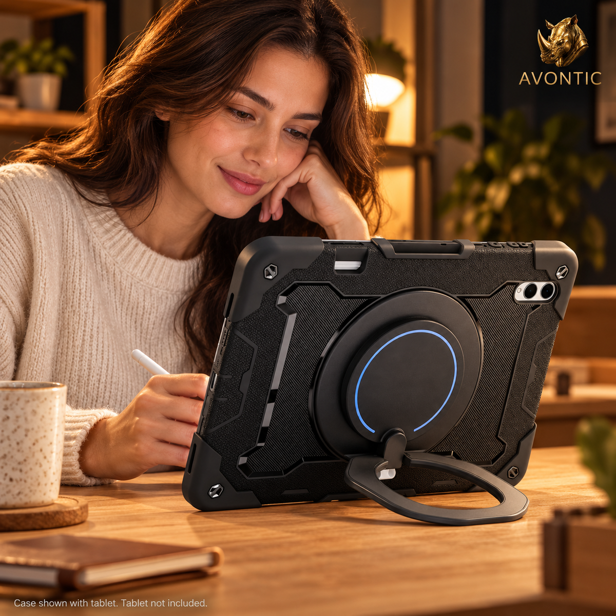 RhinoGuard Orbit 360 — tablet case in use 3 — Avontic gold rhino branding