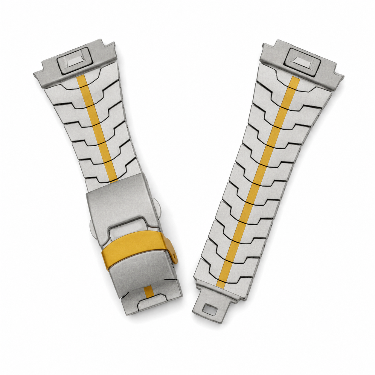 Avontic RidgeSteel Titanium Gold watch band product image on white background