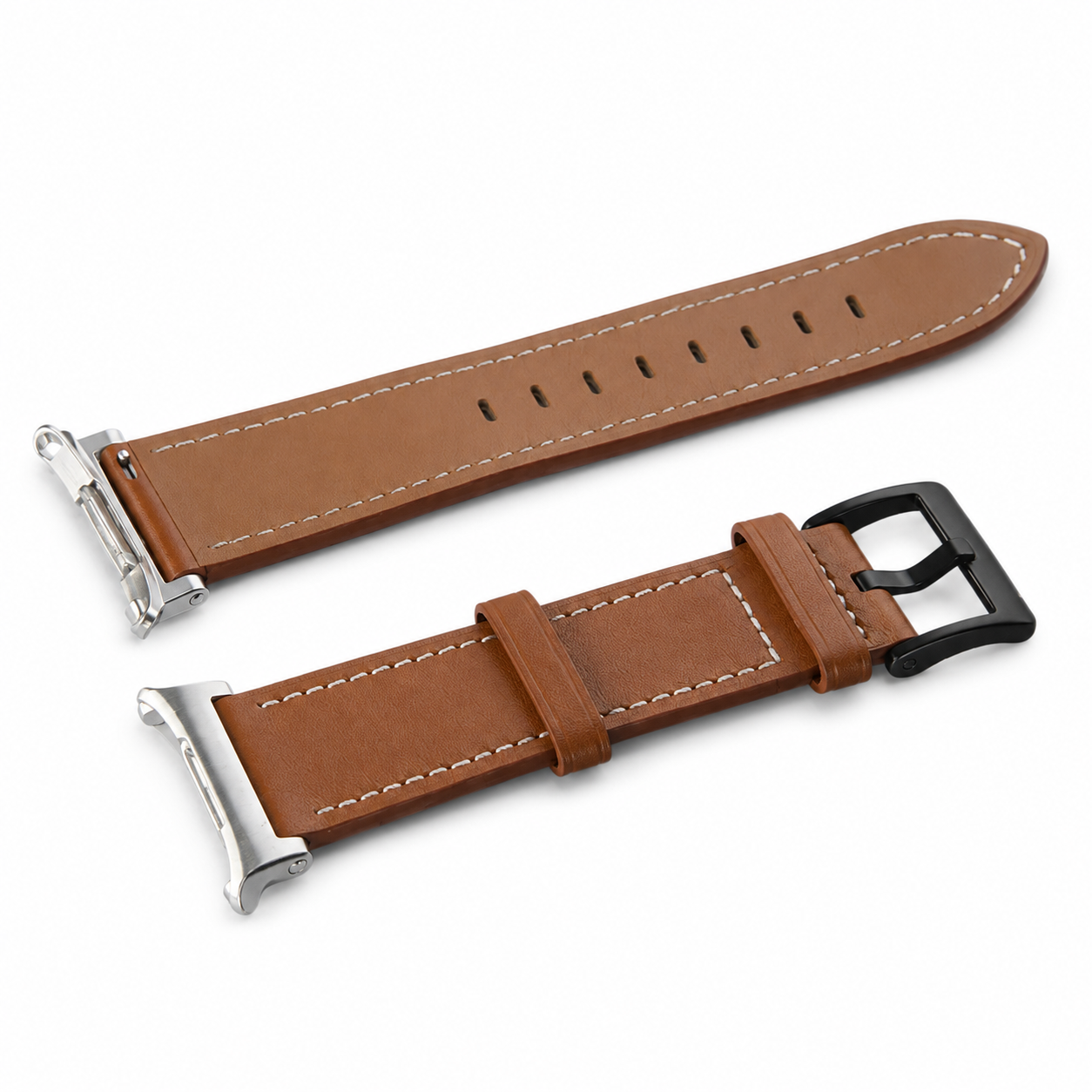 Avontic HeritageFrame Brown Silver watch band product image on white background