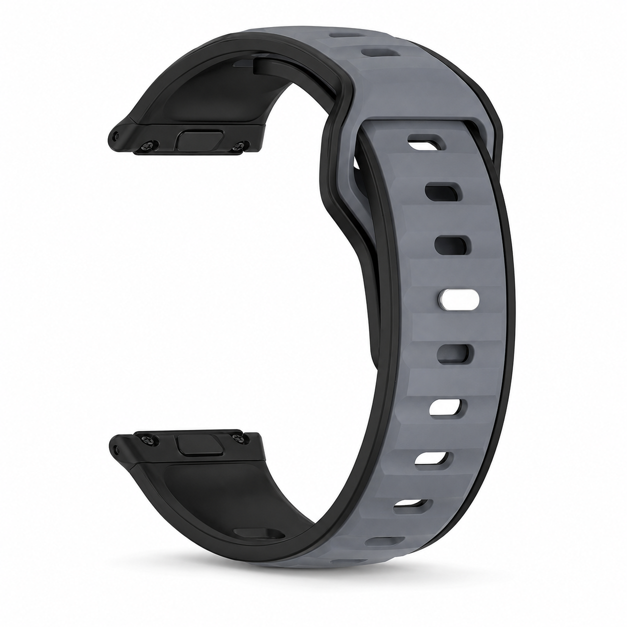 Avontic PulseFlex Black / Gray two-tone silicone band for Galaxy Watch9, Watch8 and Watch8 Classic on white background