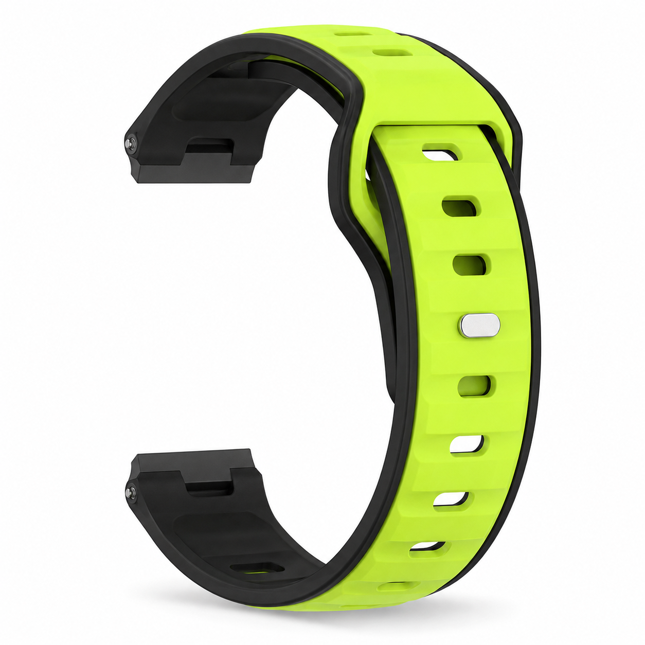 Avontic PulseFlex Black / Lime two-tone silicone band for Galaxy Watch9, Watch8 and Watch8 Classic on white background