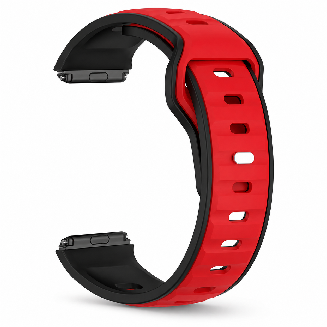 Avontic PulseFlex Black / Red two-tone silicone band for Galaxy Watch9, Watch8 and Watch8 Classic on white background