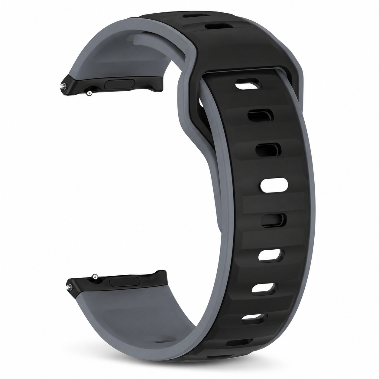 Avontic PulseFlex Gray / Black two-tone silicone band for Galaxy Watch9, Watch8 and Watch8 Classic on white background