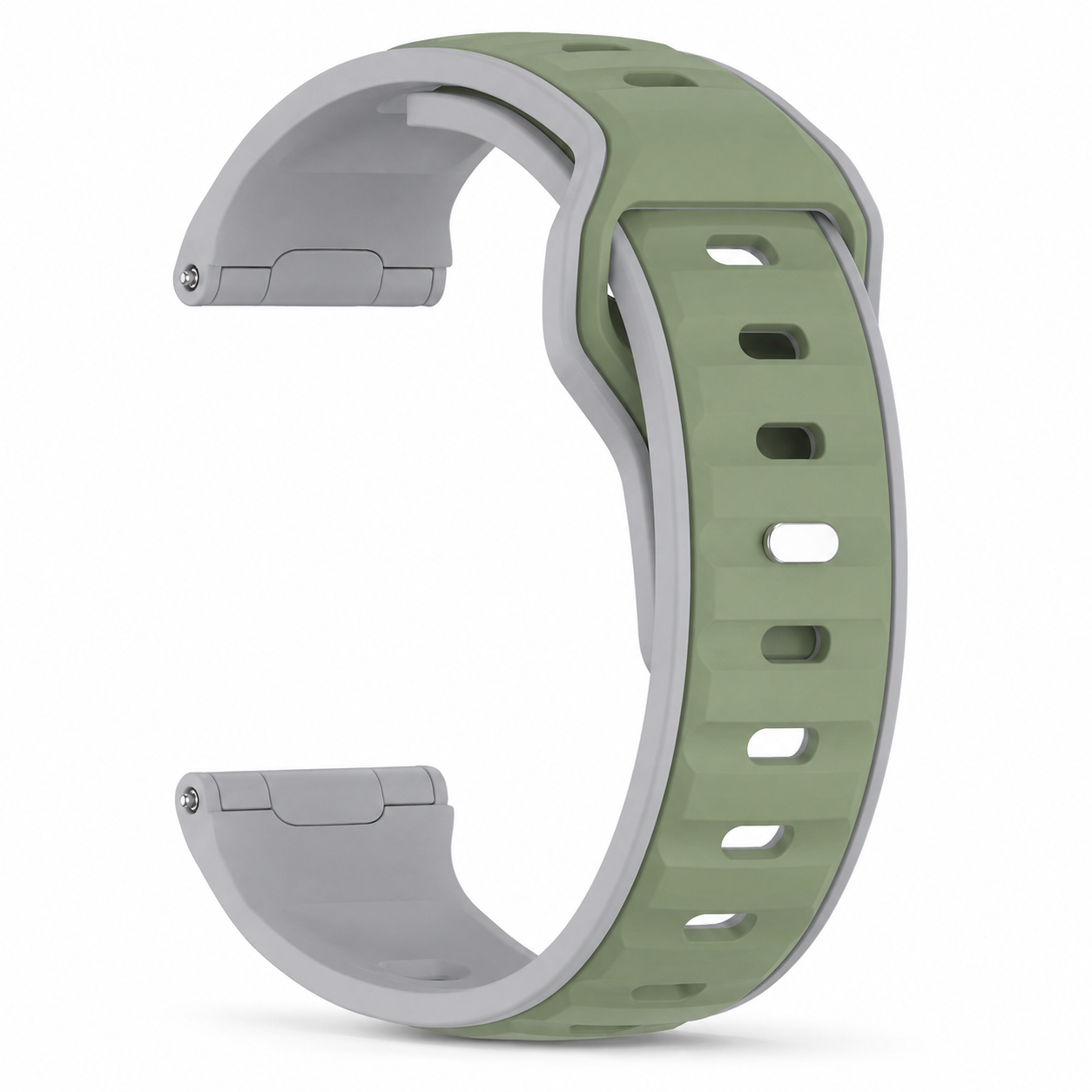 Avontic PulseFlex Gray / Green two-tone silicone band for Galaxy Watch9, Watch8 and Watch8 Classic on white background