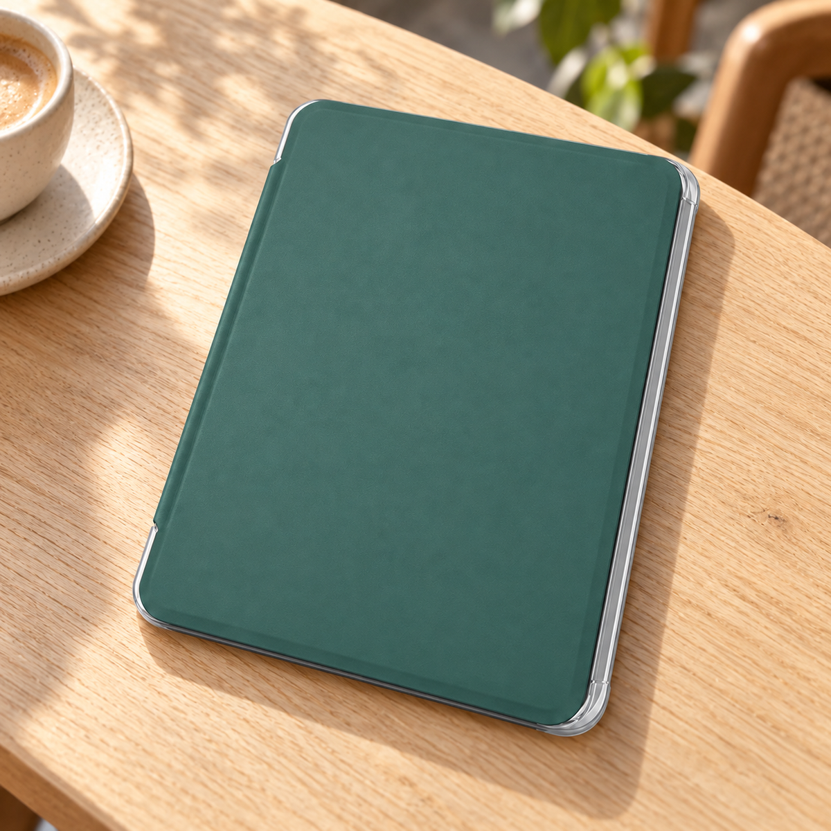 PageGuard Crystal Cover in use — café table