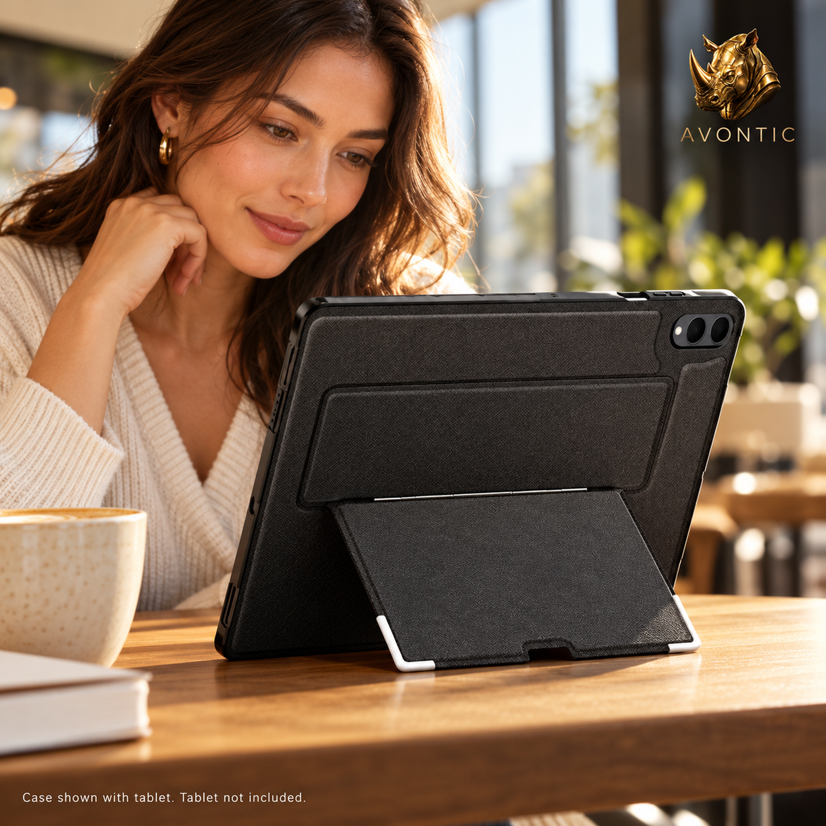 RhinoGuard Pivot Slim — tablet case in use 2 — Avontic gold rhino branding
