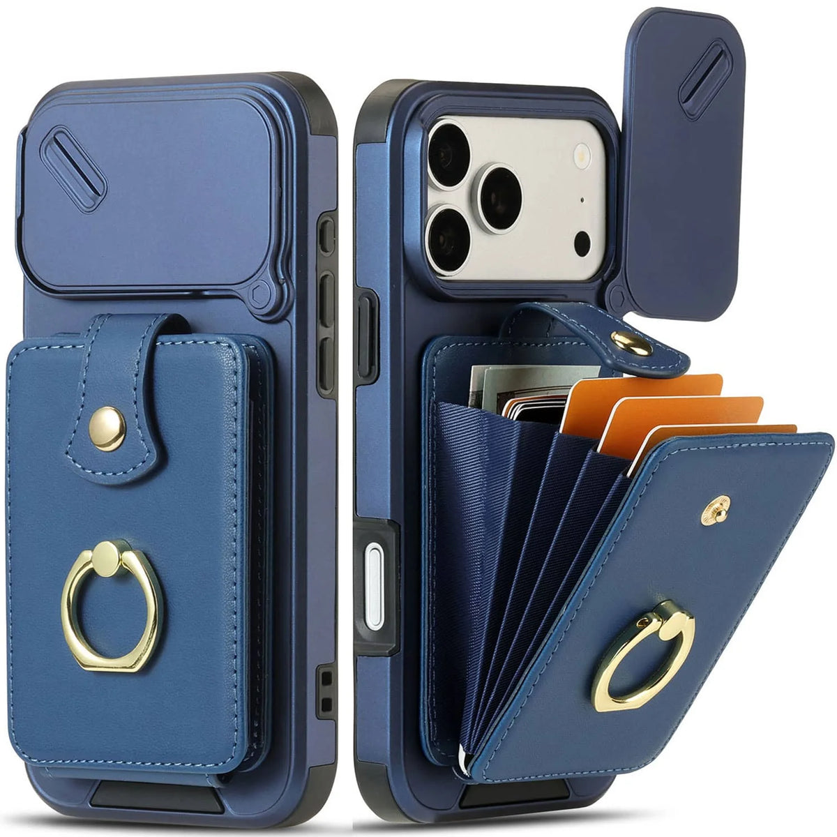 Avontic PocketVault LensSlide Blue Wallet RingStand Case — iPhone 18 Pro, iPhone 18 Pro Max