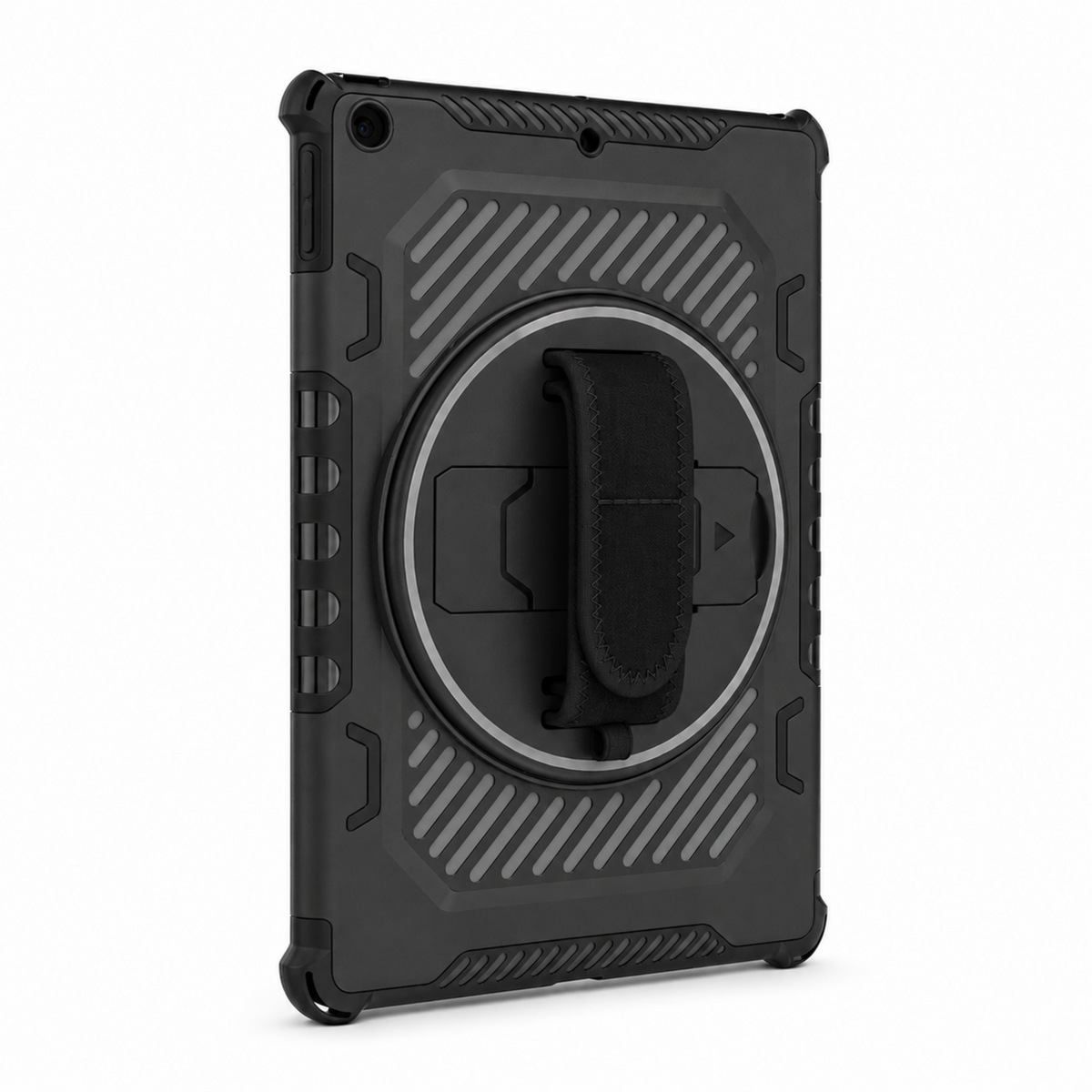 RhinoGuard Galaxy PivotGrip 360 case in Midnight Black on a white background