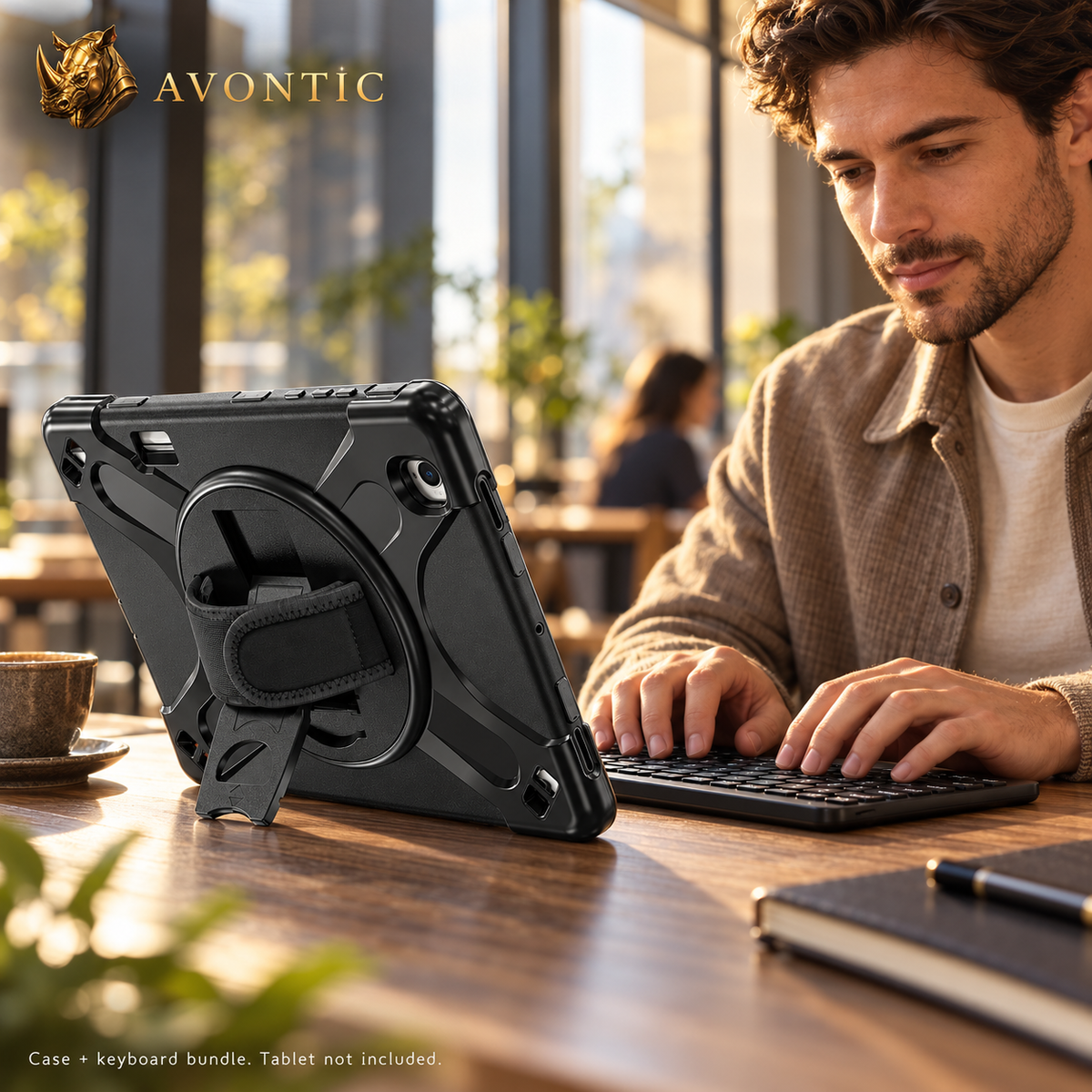 RhinoGuard Sentinel Pro WorkForce — tablet case in use 2 — Avontic gold rhino branding