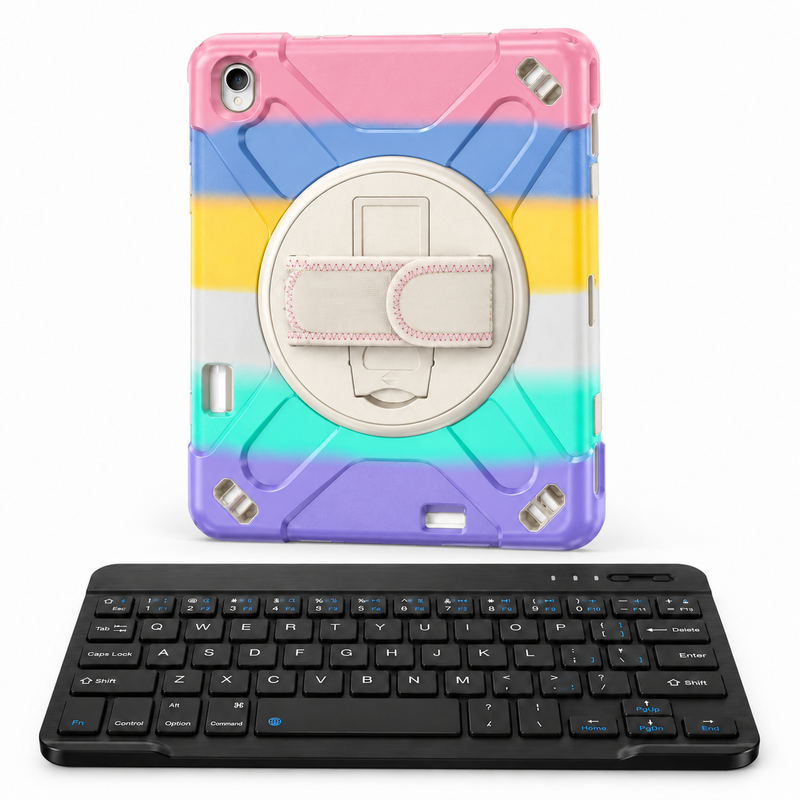 RhinoGuard Sentinel Pro WorkForce — Galaxy Tab S12 Ultra (2026) / Pastel Colorblock; Galaxy Tab S12+ (2026) / Pastel Colorblock — protective case with separate black 10-inch wireless keyboard