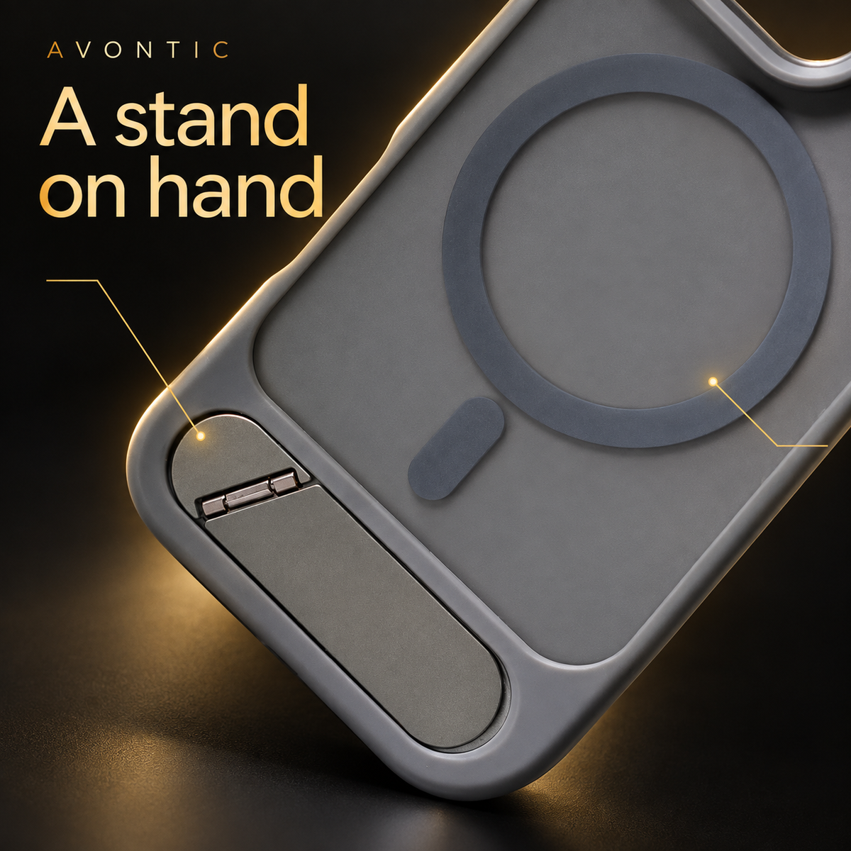 Avontic SlimProp Magnetic Stand Case — A stand on hand