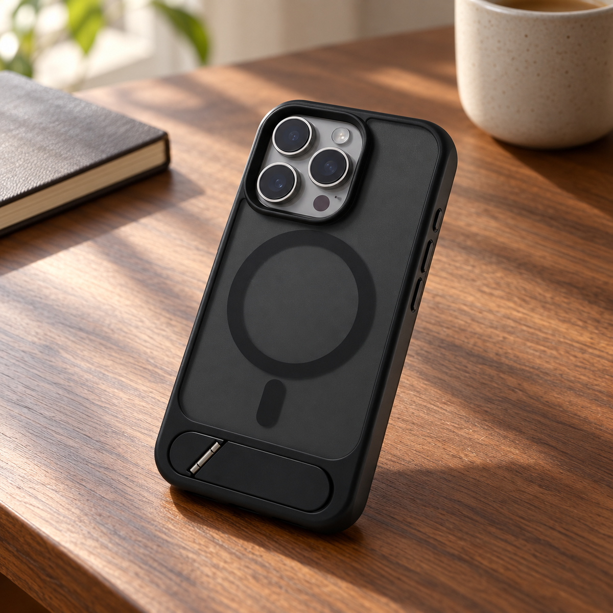 Avontic SlimProp Magnetic Stand Case — desk lifestyle view