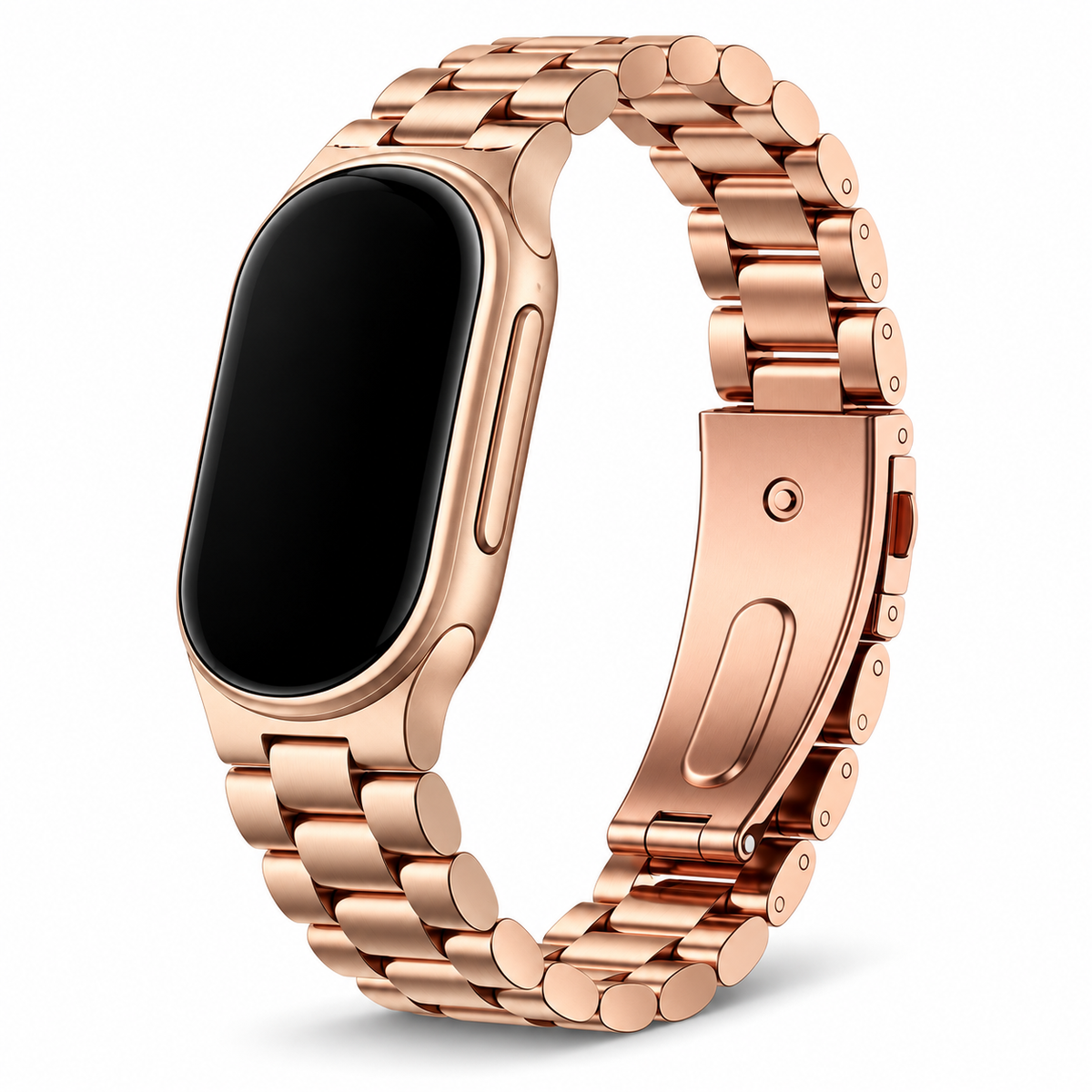 Avontic ArcSteel Stainless Steel Link Band, Rose Gold finish; tracker shown for fit, not included