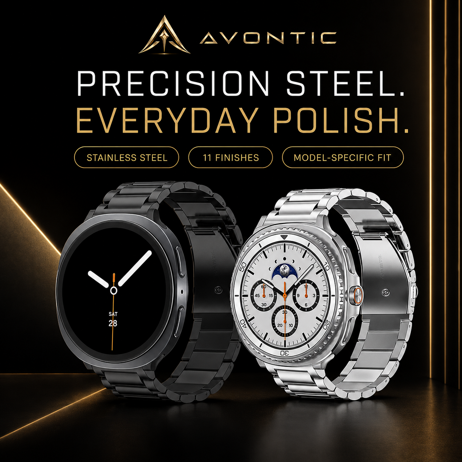 Avontic SteelArc stainless steel band with premium product benefits