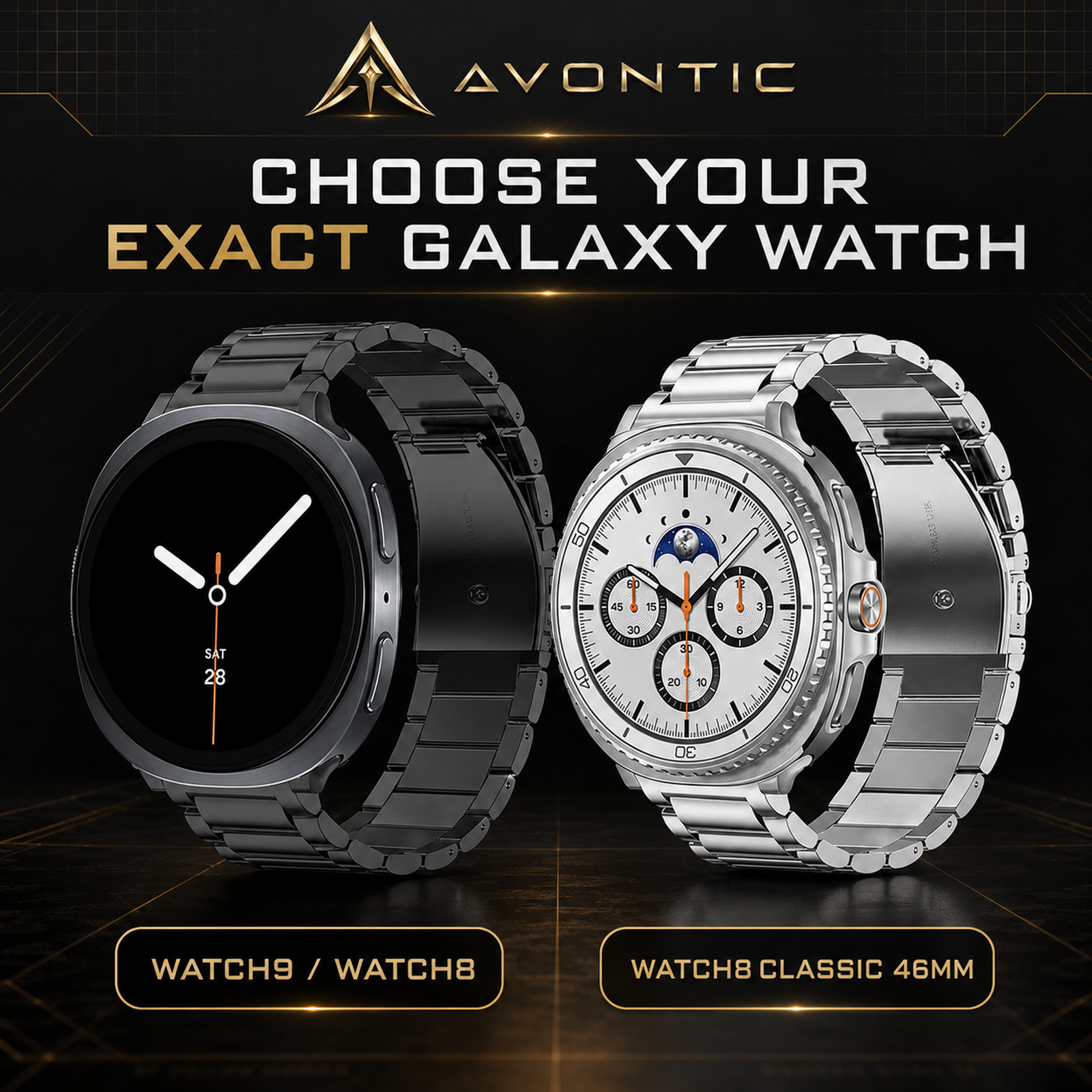 Avontic SteelArc compatibility for Galaxy Watch9, Watch8 and Watch8 Classic