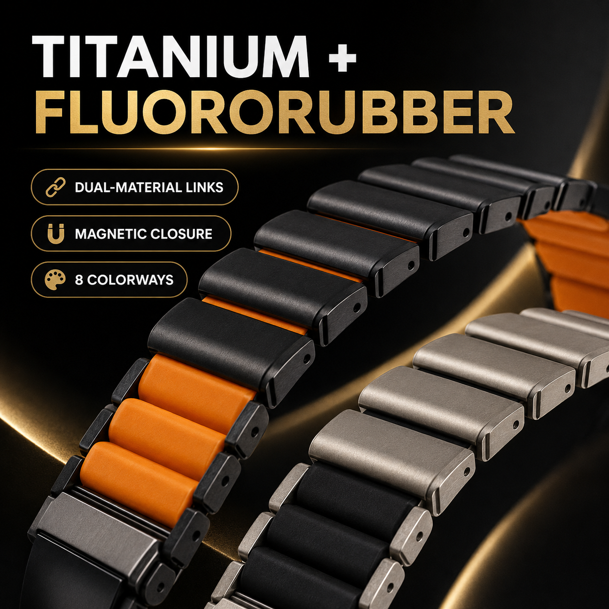 Avontic TitanFlex™ Titanium-Fluororubber Magnetic Band for Galaxy Watch9, Watch8, Watch8 Classic & Ultra2 — product view 9