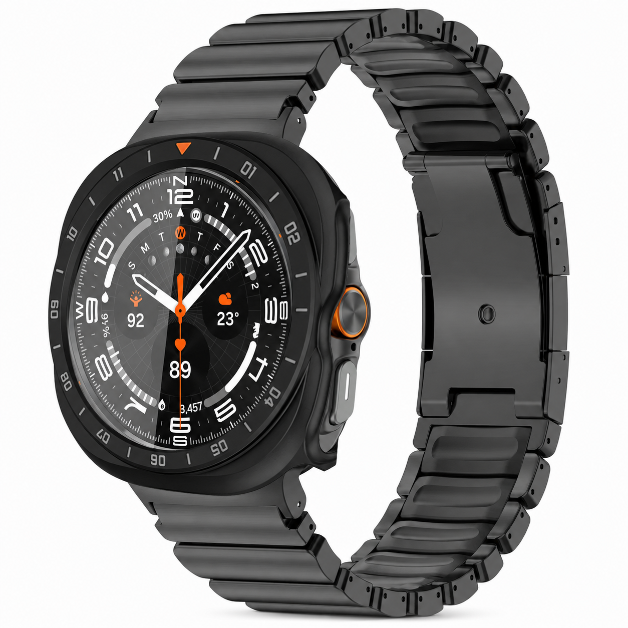 Avontic TitanForge black link band with stealth black hard case for Samsung Galaxy Watch Ultra2 47mm