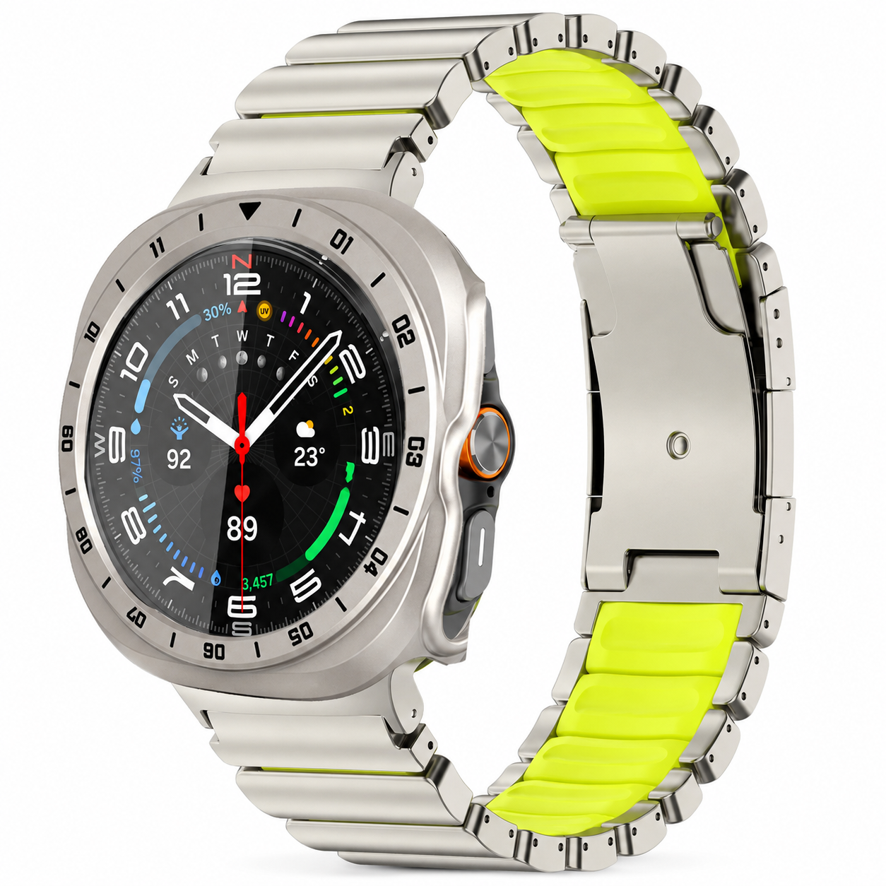 Avontic TitanForge titanium and volt link band with starlight hard case for Samsung Galaxy Watch Ultra2 47mm