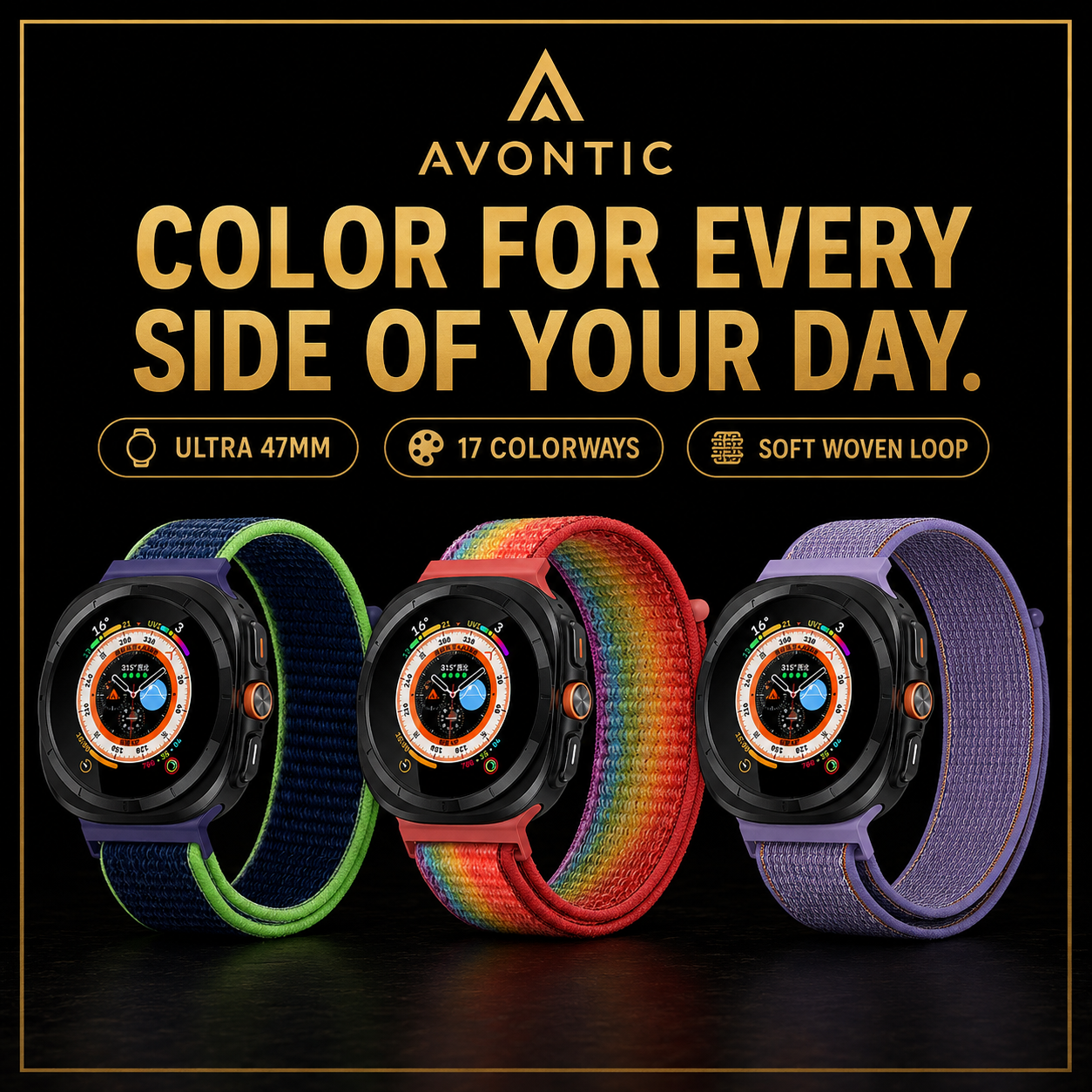 Avontic TrailLoop nylon band color selection feature graphic