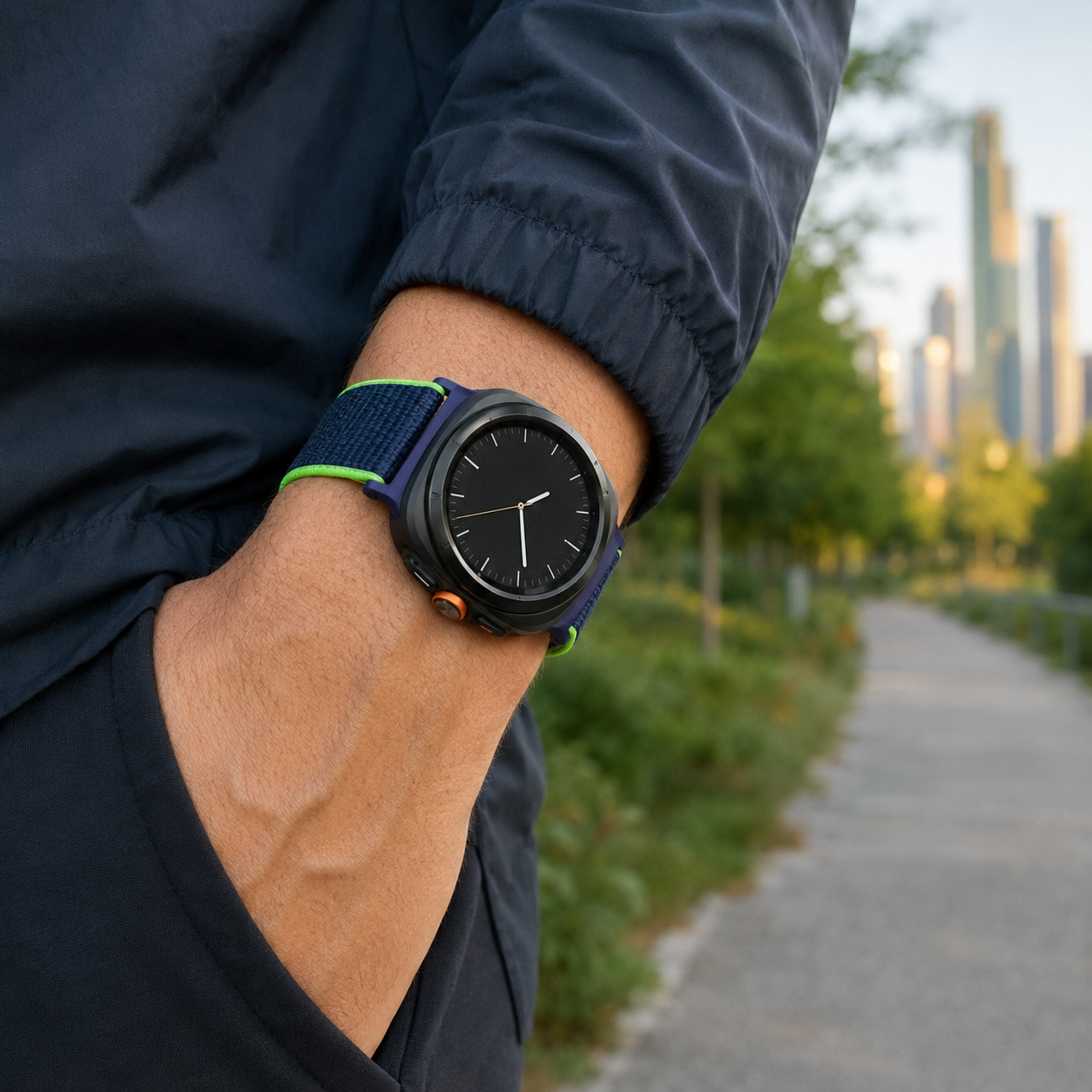 Navy and lime Avontic TrailLoop nylon Ultra band outdoors