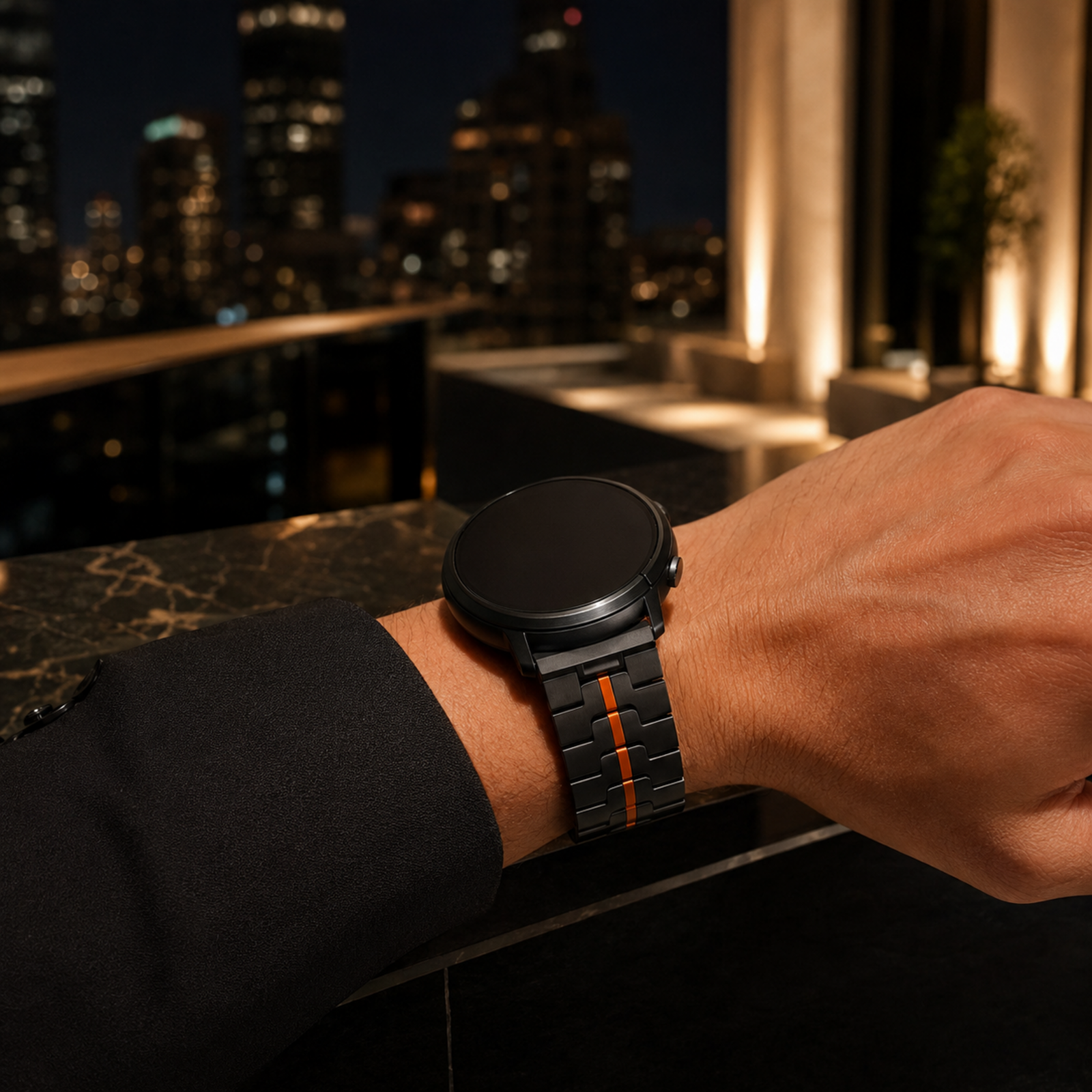 Samsung Galaxy Watch9 premium band styled for the city