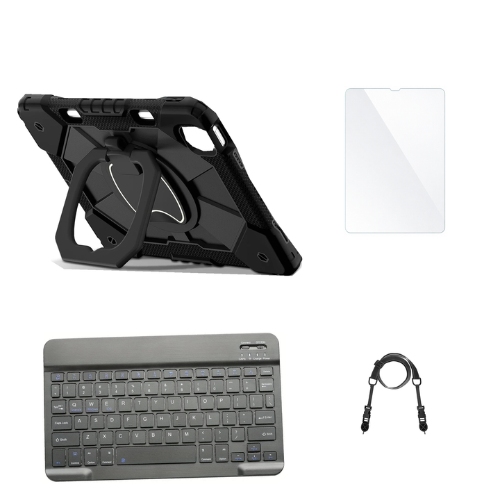 RhinoGuard ArmorPro Black case with Black keyboard, shoulder strap, standard glass
