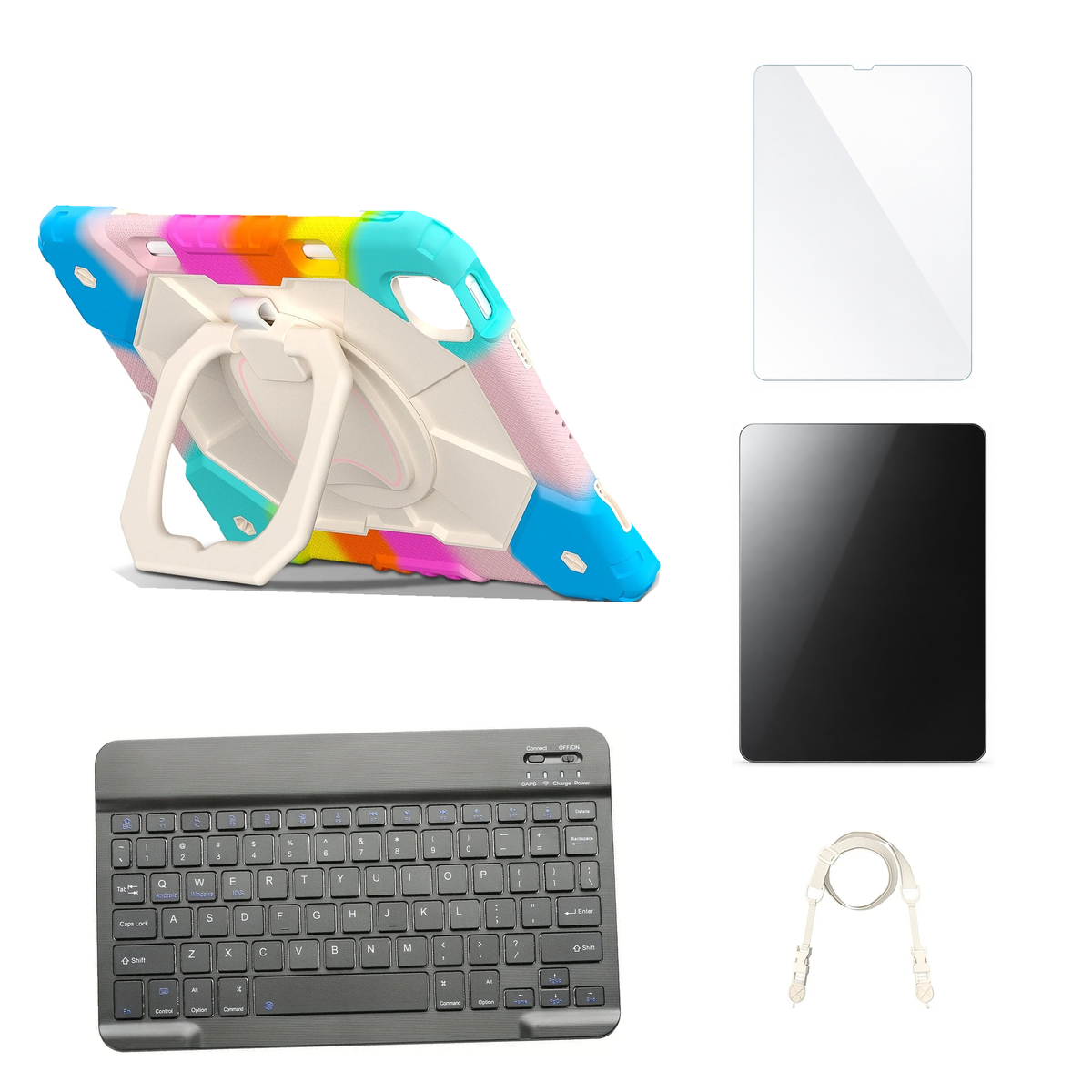 RhinoGuard ArmorPro Colorful Blue case with Black keyboard, shoulder strap, standard glass and additional privacy glass