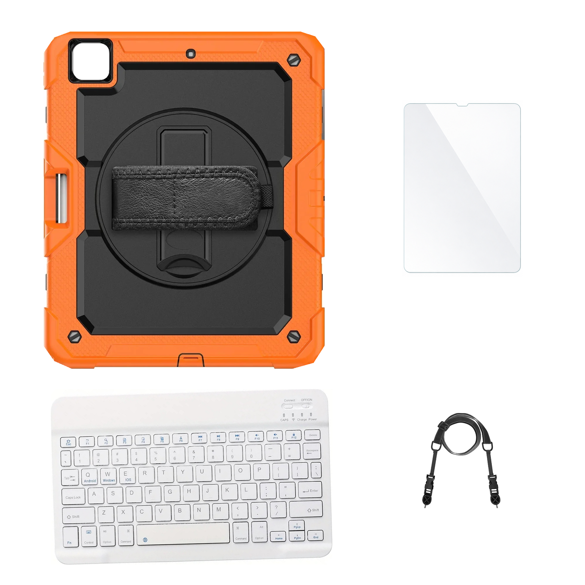 RhinoGuard Pro Black / Orange case with White keyboard, shoulder strap, standard glass