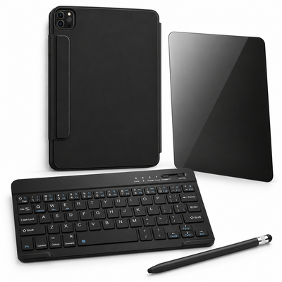 FormaLift Clarity Complete — iPad Case + Keyboard, Stylus, Privacy Glass Bundle