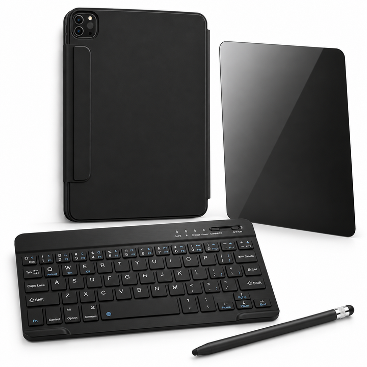 FormaLift Clarity Complete — iPad Case + Keyboard, Stylus, Privacy Glass Bundle