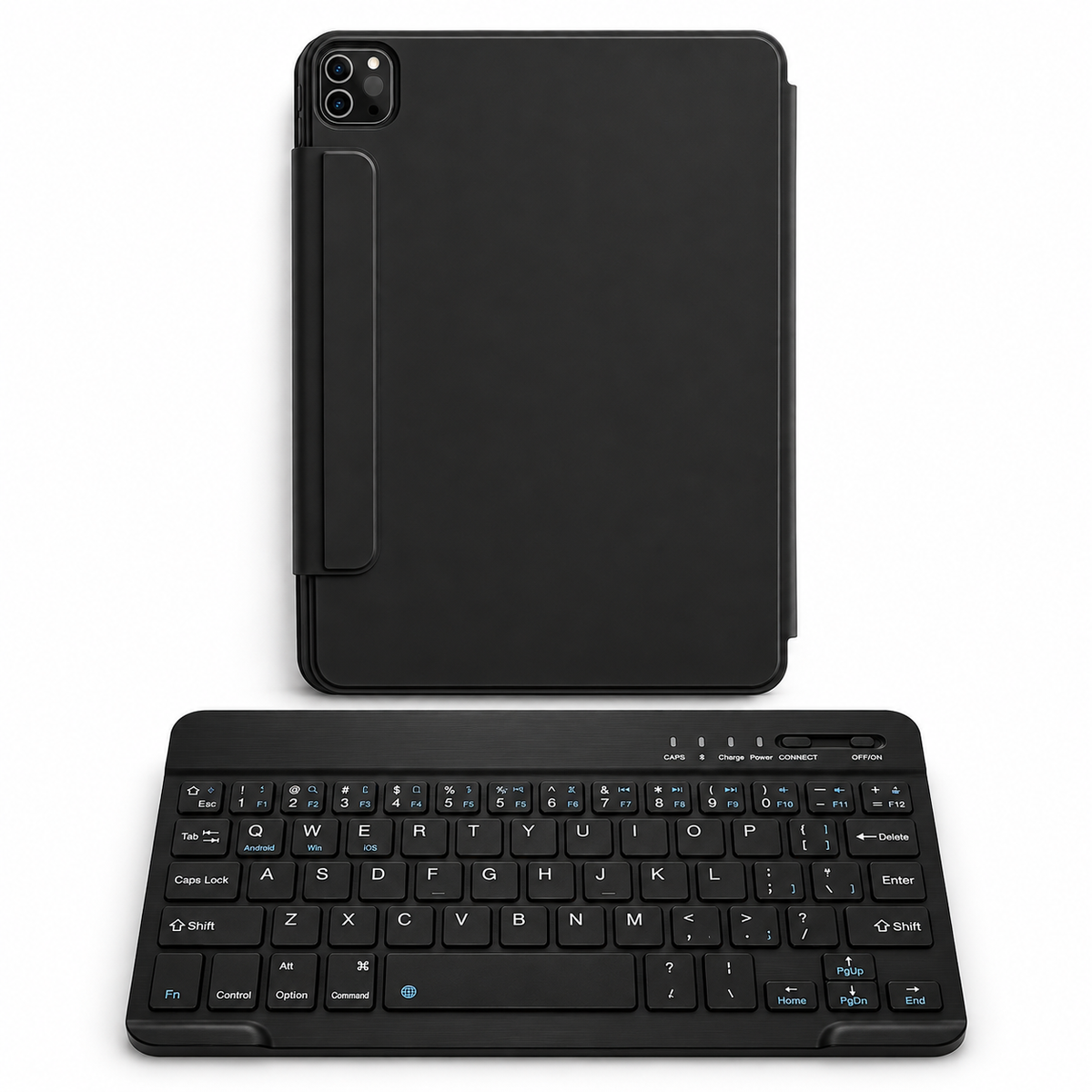 FormaLift Clarity Work — iPad Case + Keyboard Bundle, Black; all included bundle items on white. Representative iPad fit; tablet not included.
