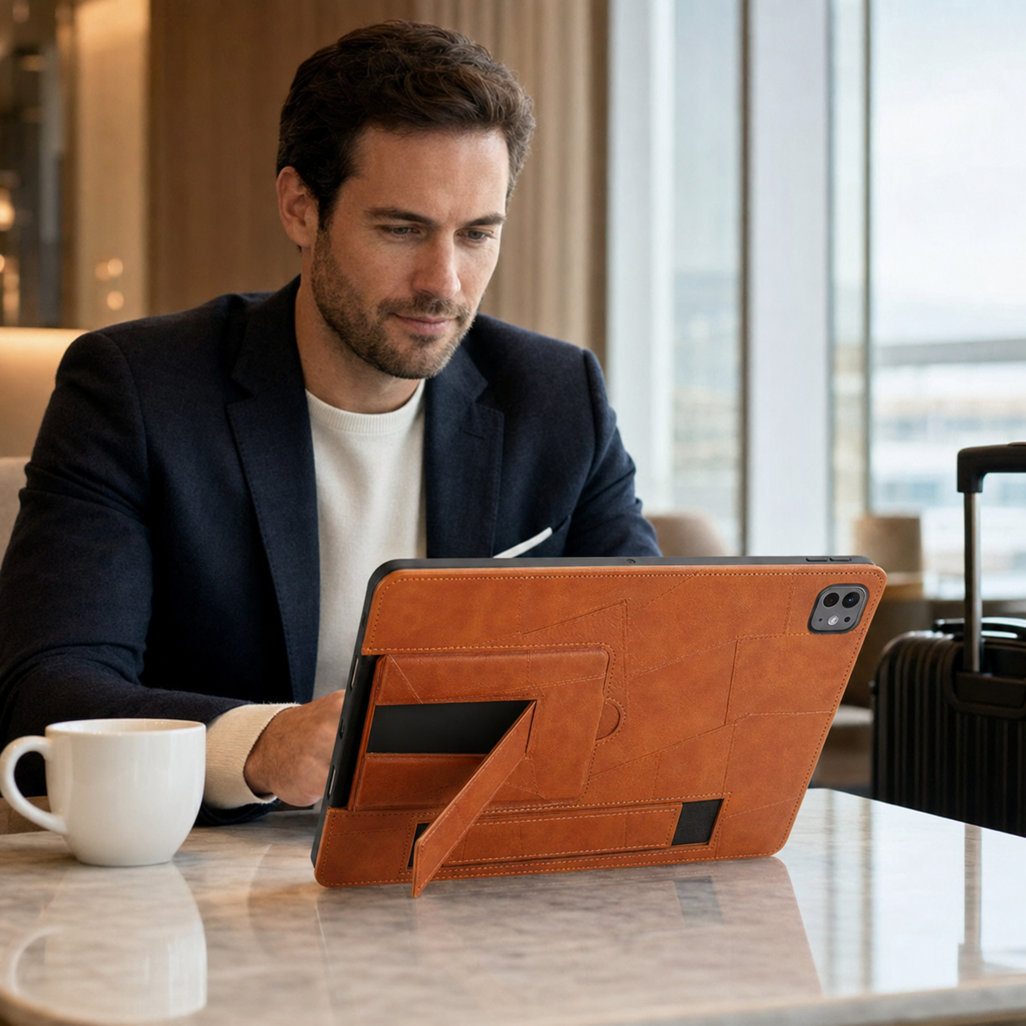 CrestFolio ExecutiveGrip Leather-Finish Hand-Strap Case for iPad — product view 8