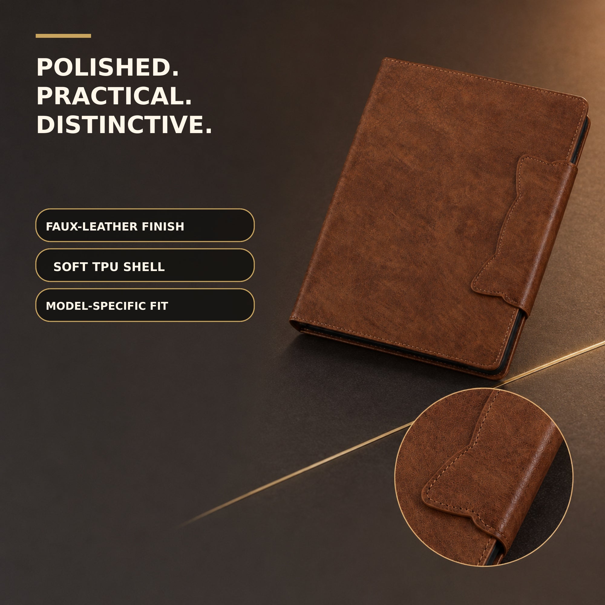 CrestFolio Whisker Faux-Leather Cat Wallet Case for iPad — product view 7