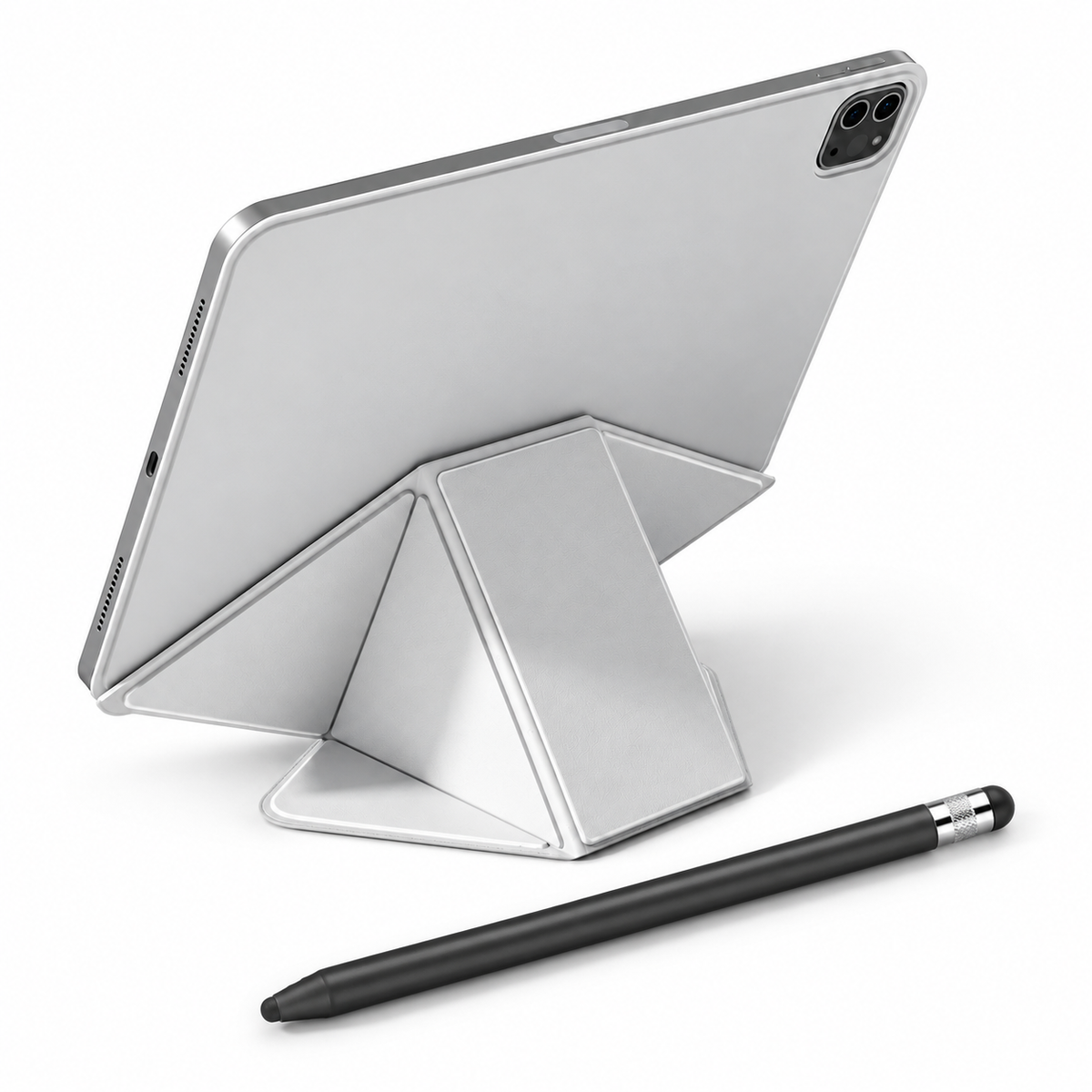 FormaLift Dynamic Create — iPad Case + Stylus Bundle, Gray; all included bundle items on white. iPad shown for fit, not included.