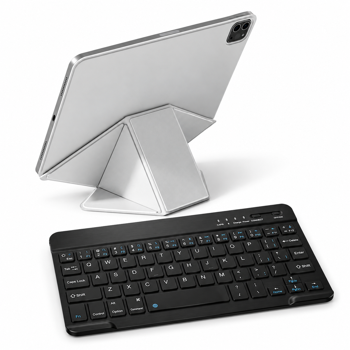 FormaLift Dynamic Work — iPad Case + Keyboard Bundle, Gray; all included bundle items on white. iPad shown for fit, not included.