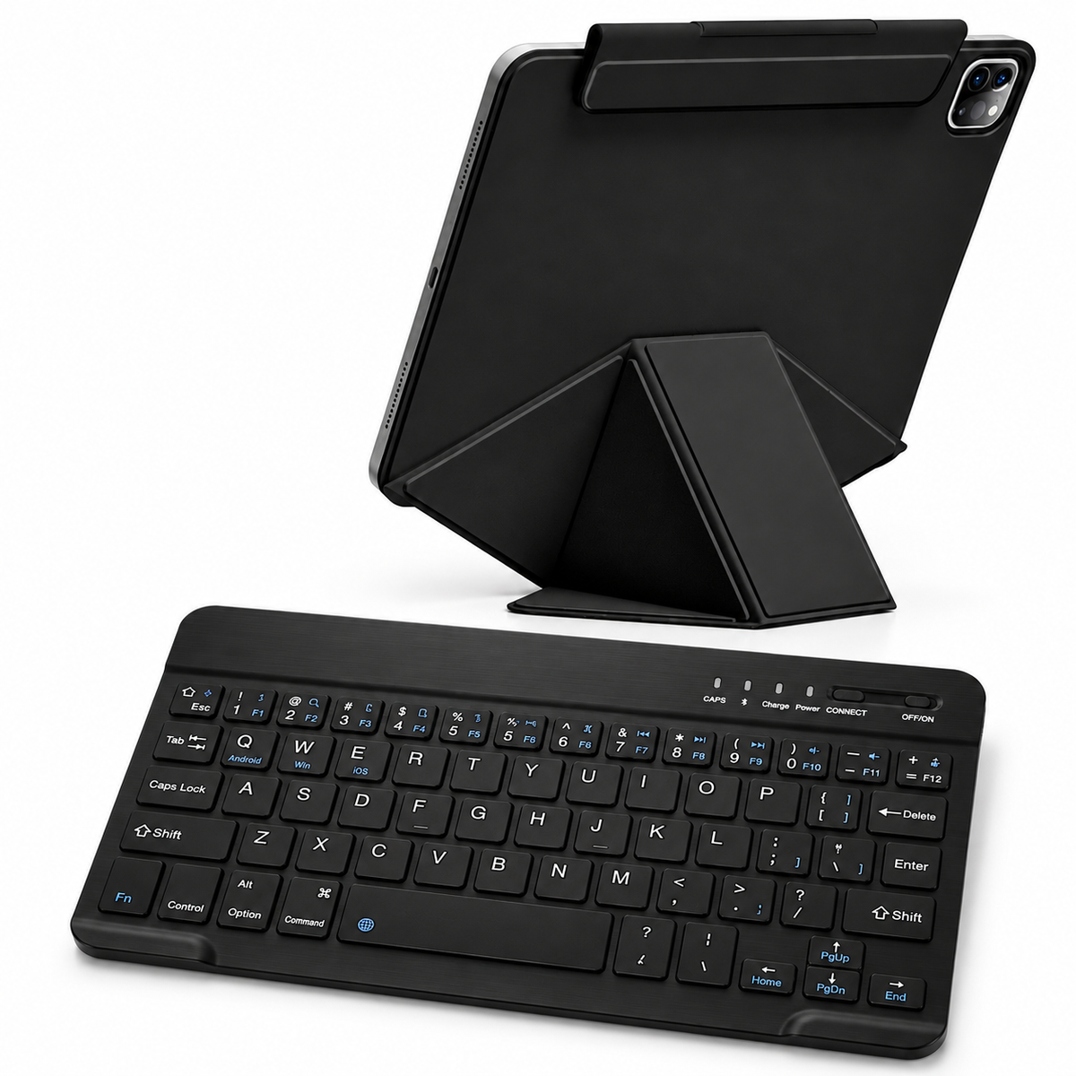 FormaLift Elevate Work — iPad Case + Keyboard Bundle, Black; all included bundle items on white. iPad shown for fit, not included.