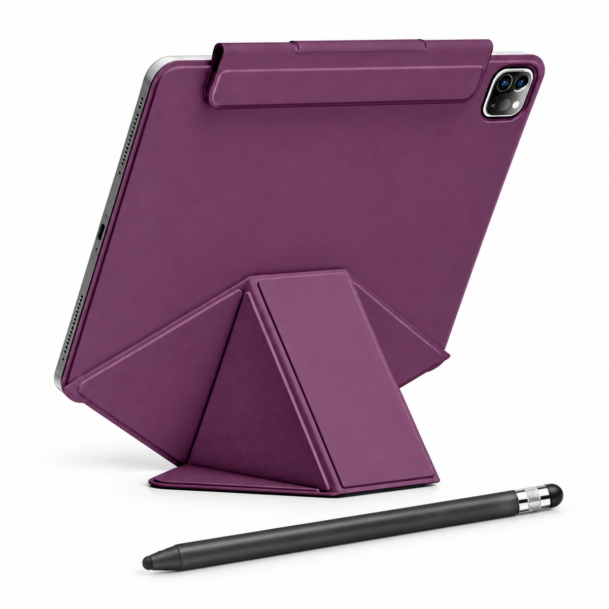 FormaLift Elevate Create — iPad Case + Stylus Bundle, Plum Color; all included bundle items on white. iPad shown for fit, not included.