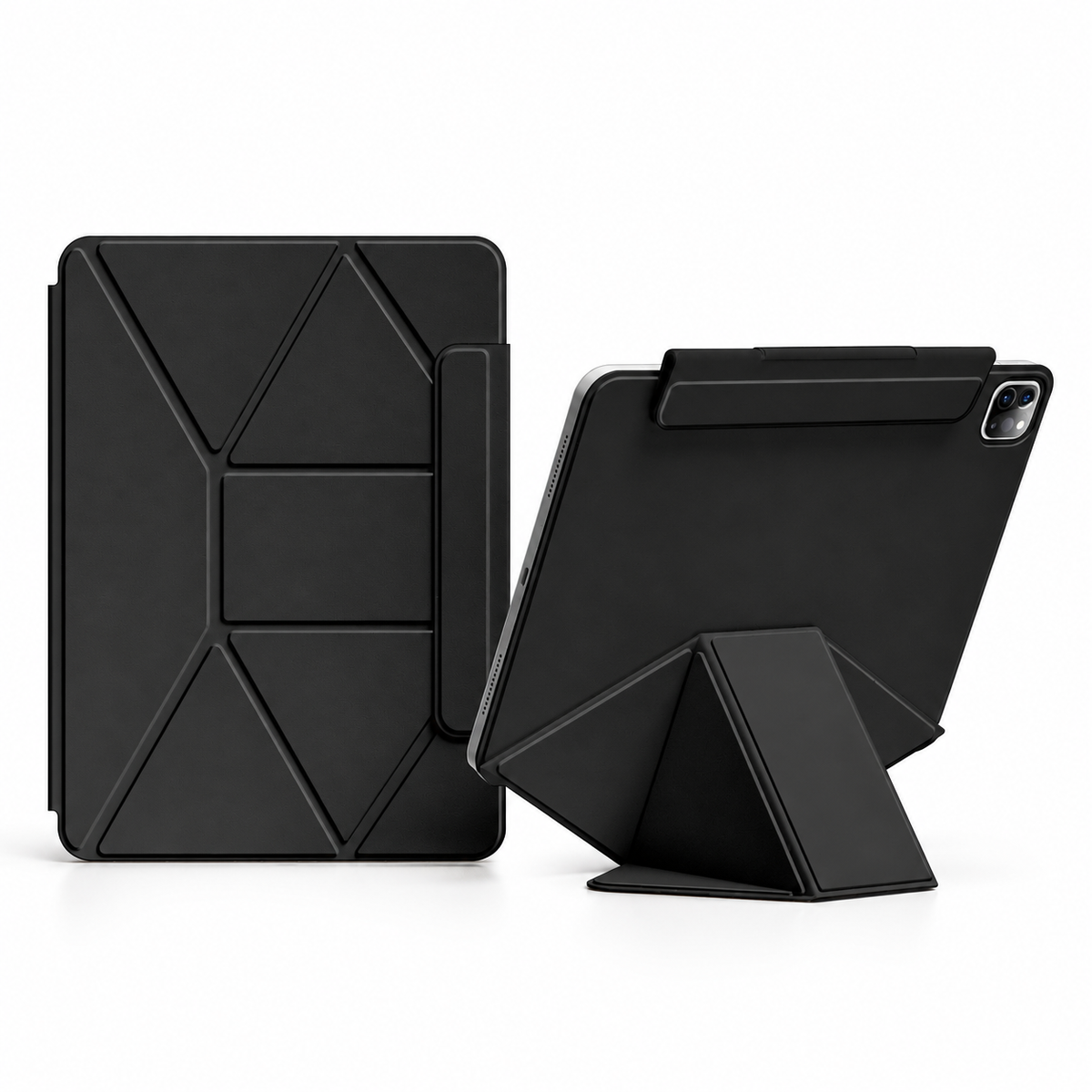 FormaLift Elevate iPad case in Black – folded cover and stand views