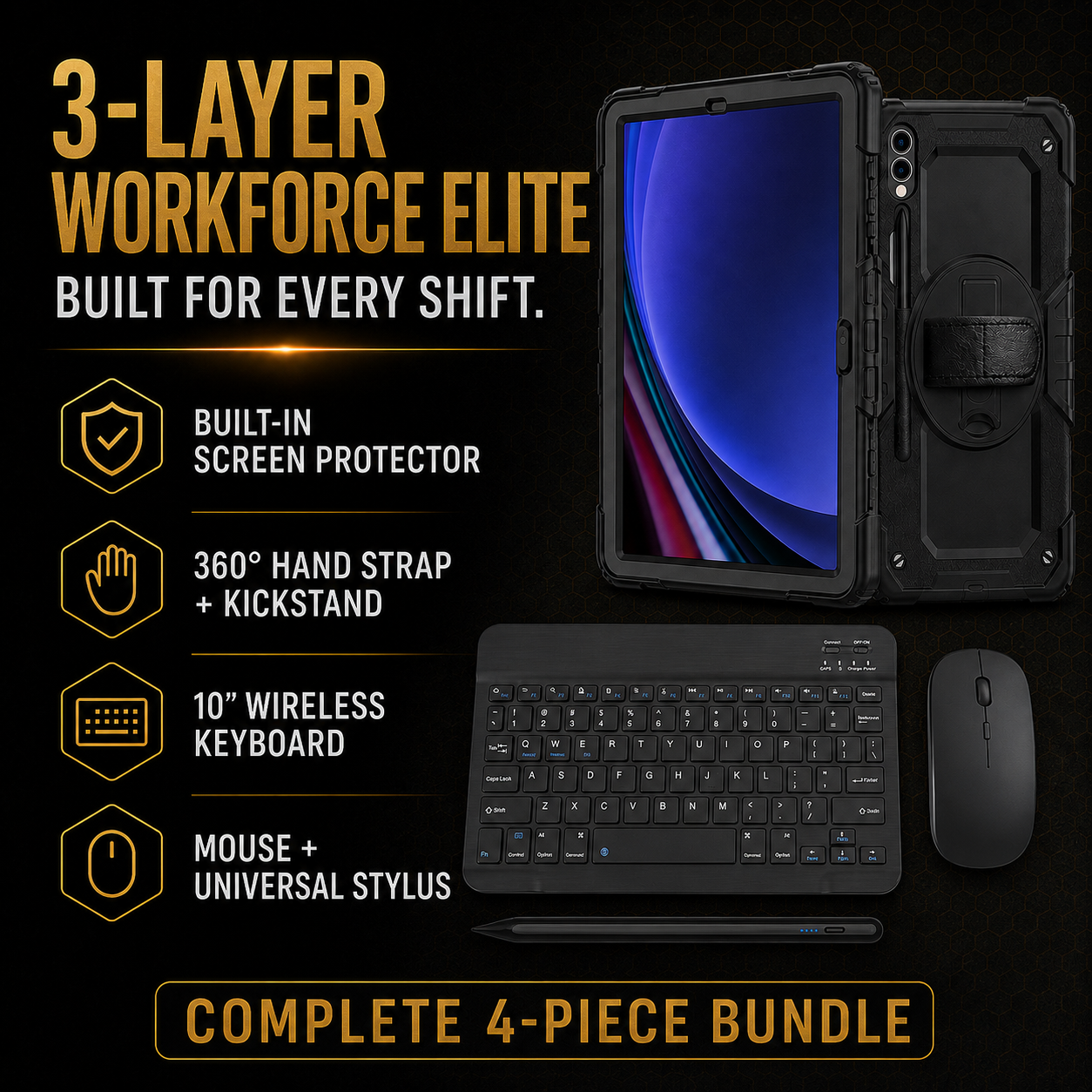 Galaxy WorkForce Elite 3-layer protection with built-in screen protector, keyboard, mouse and universal stylus