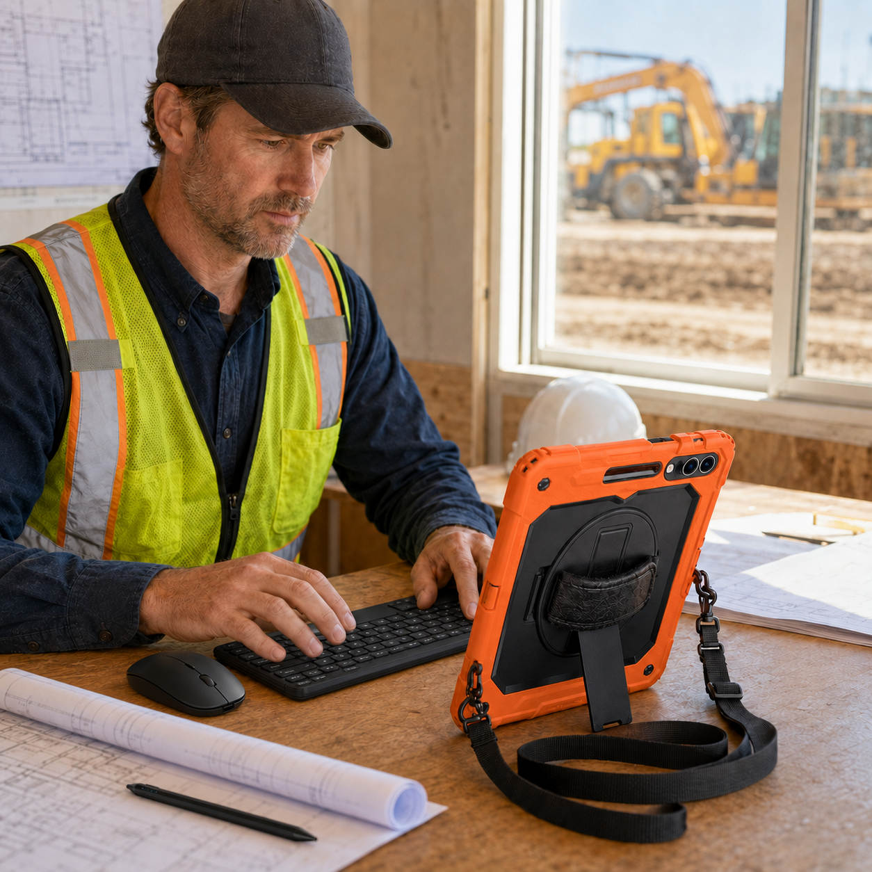 Galaxy WorkForce Elite 3-layer case bundle used at a demanding construction worksite