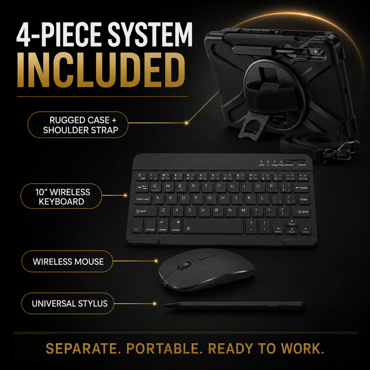 Galaxy WorkForce Elite four-piece system with rugged case, keyboard, mouse and universal touchscreen stylus