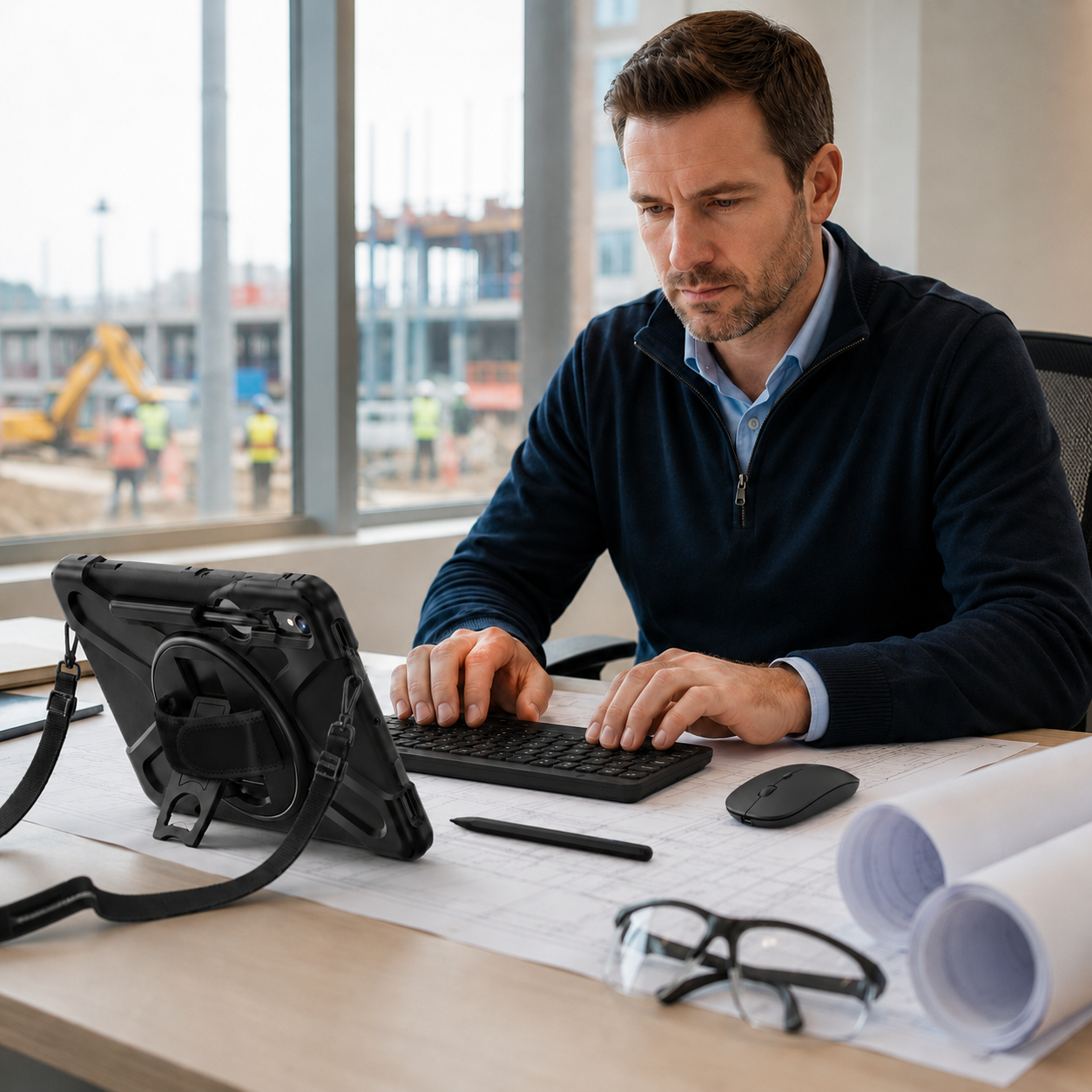 Galaxy WorkForce Elite 360-degree bundle used by a mobile construction professional